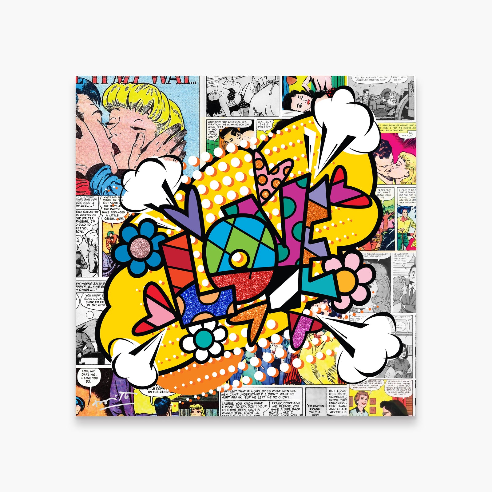 Romero Britto pop love limited edition print colorful pop art design