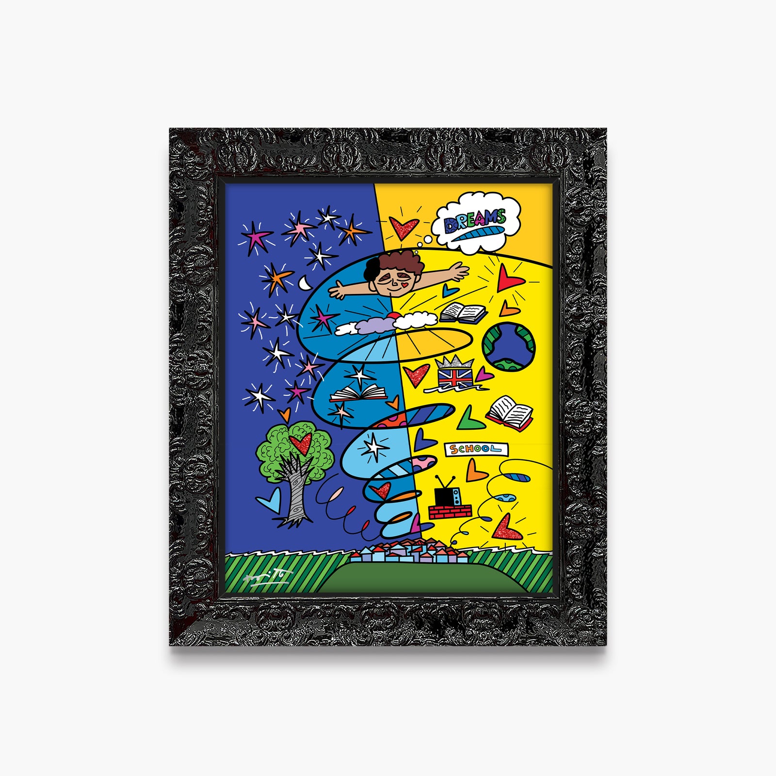 Romero Britto growing up collection limited edition contemporary pop art piece