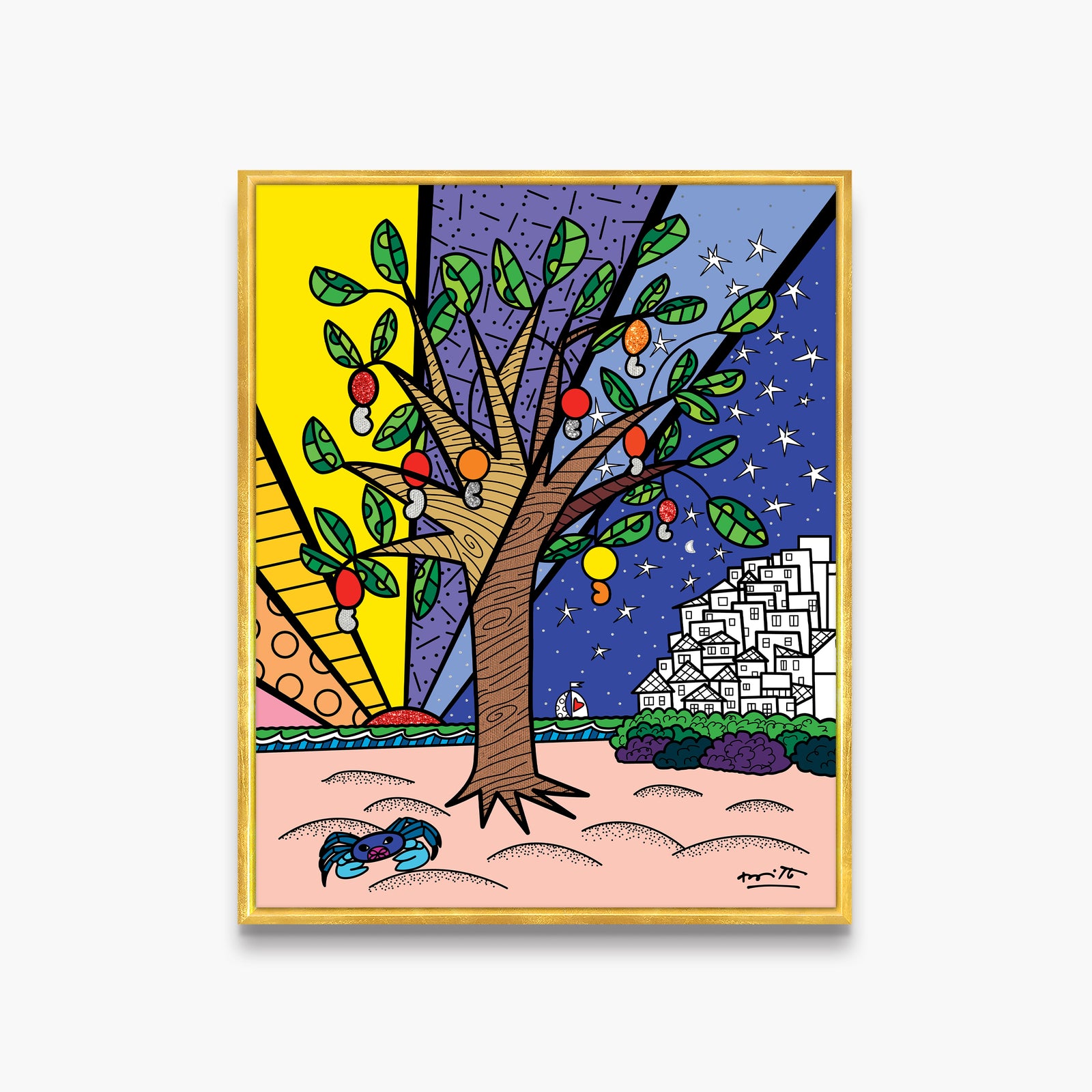 Romero Britto favelas growing up collection limited contemporary pop art piece