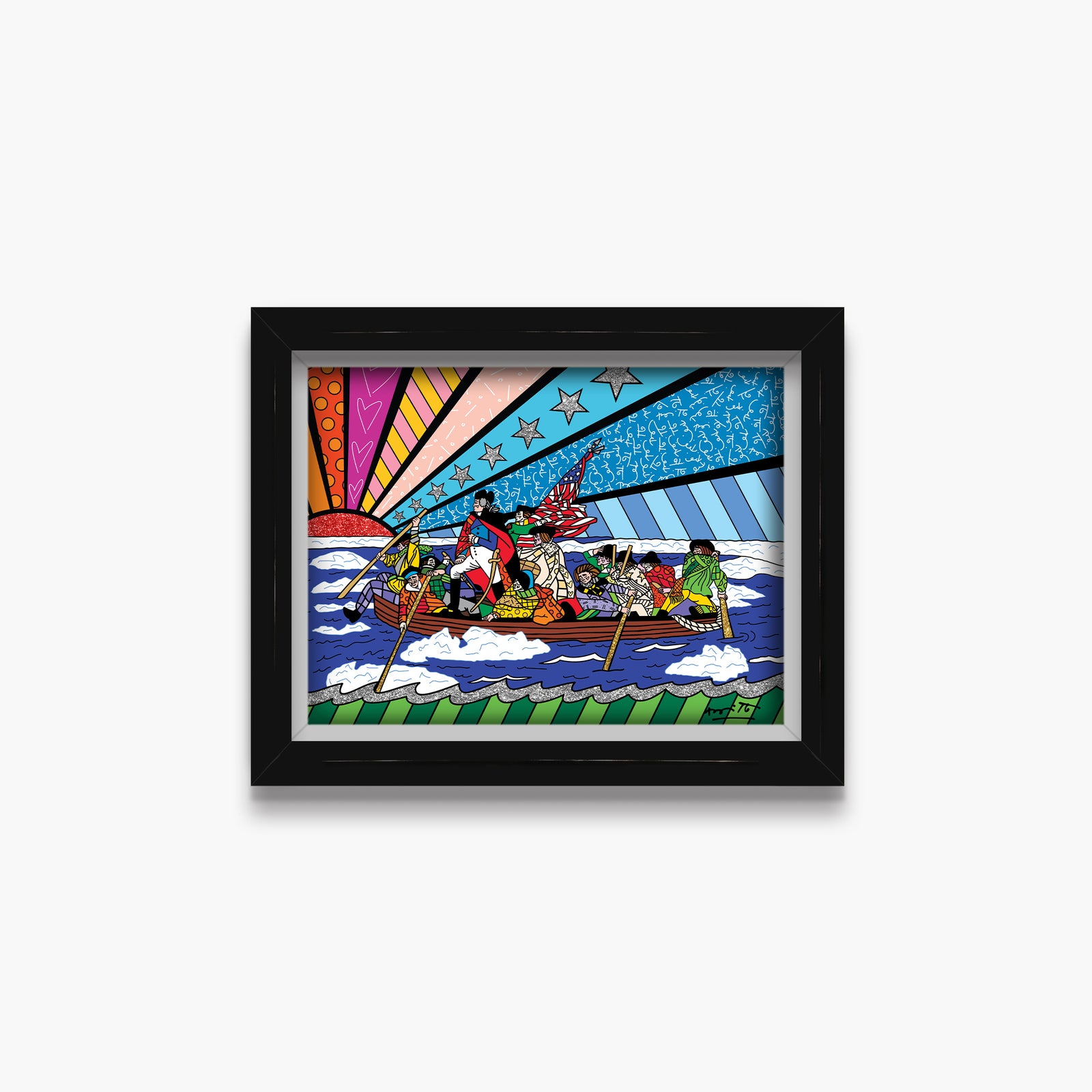 Romero Britto the crossing of the delaware colorful pop art design