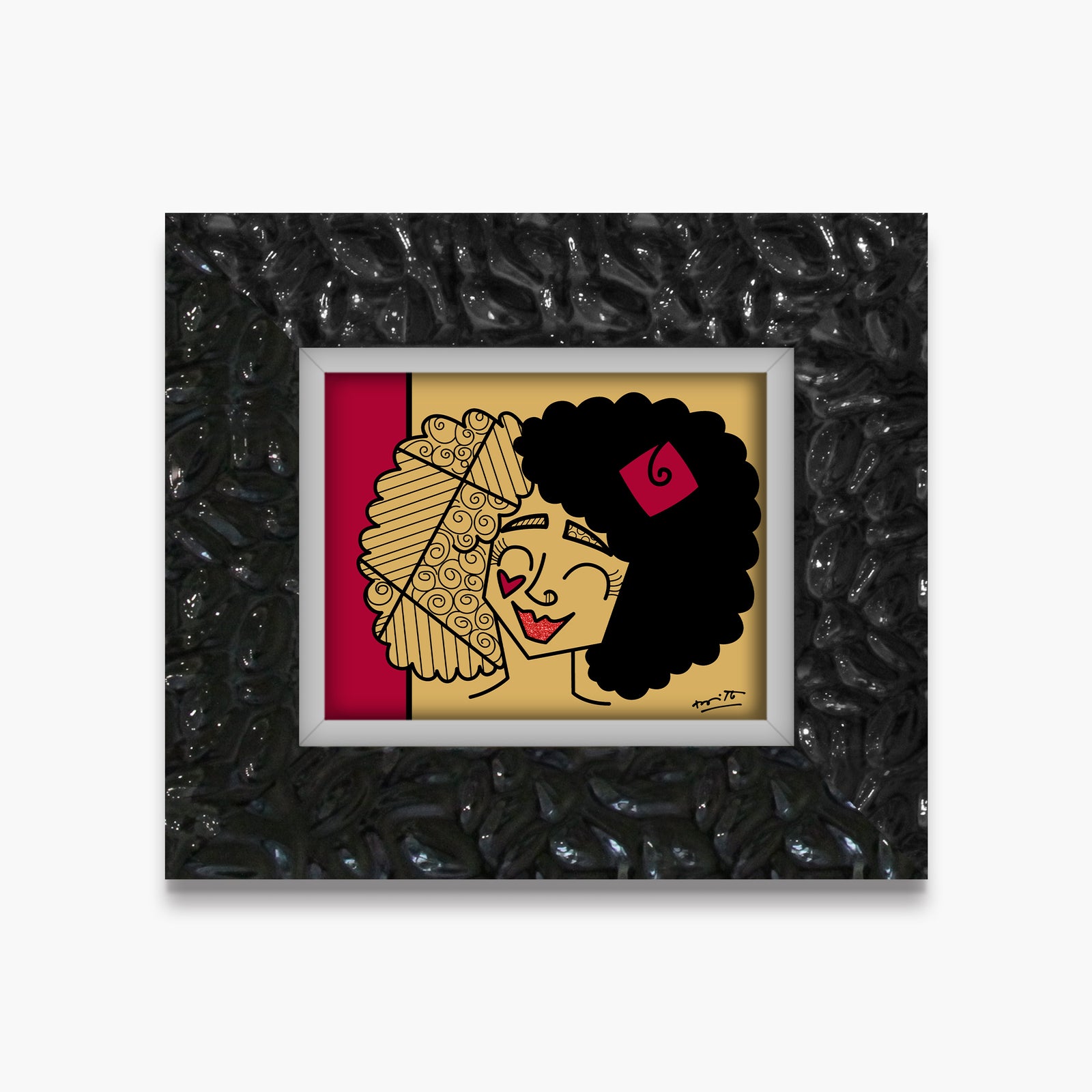 Romero Britto golden girl limited edition print contemporary pop art piece