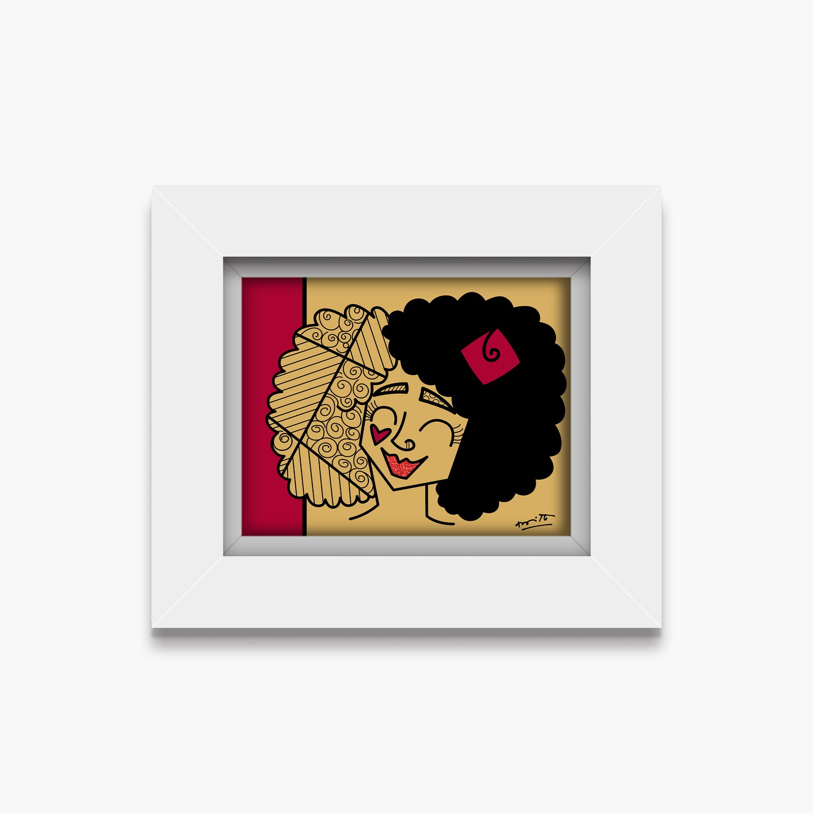 Romero Britto golden girl limited edition print contemporary pop art piece