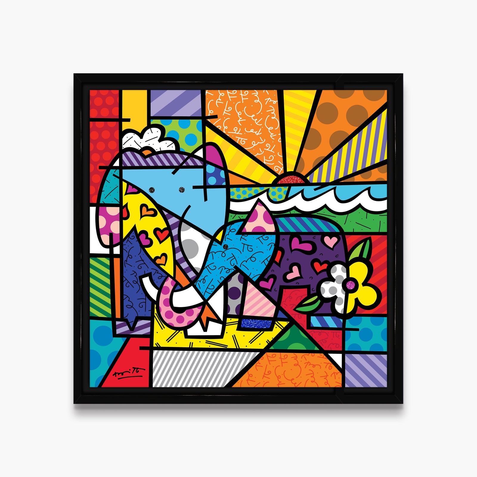 elephant family limited edition print artistic colorful design collectible