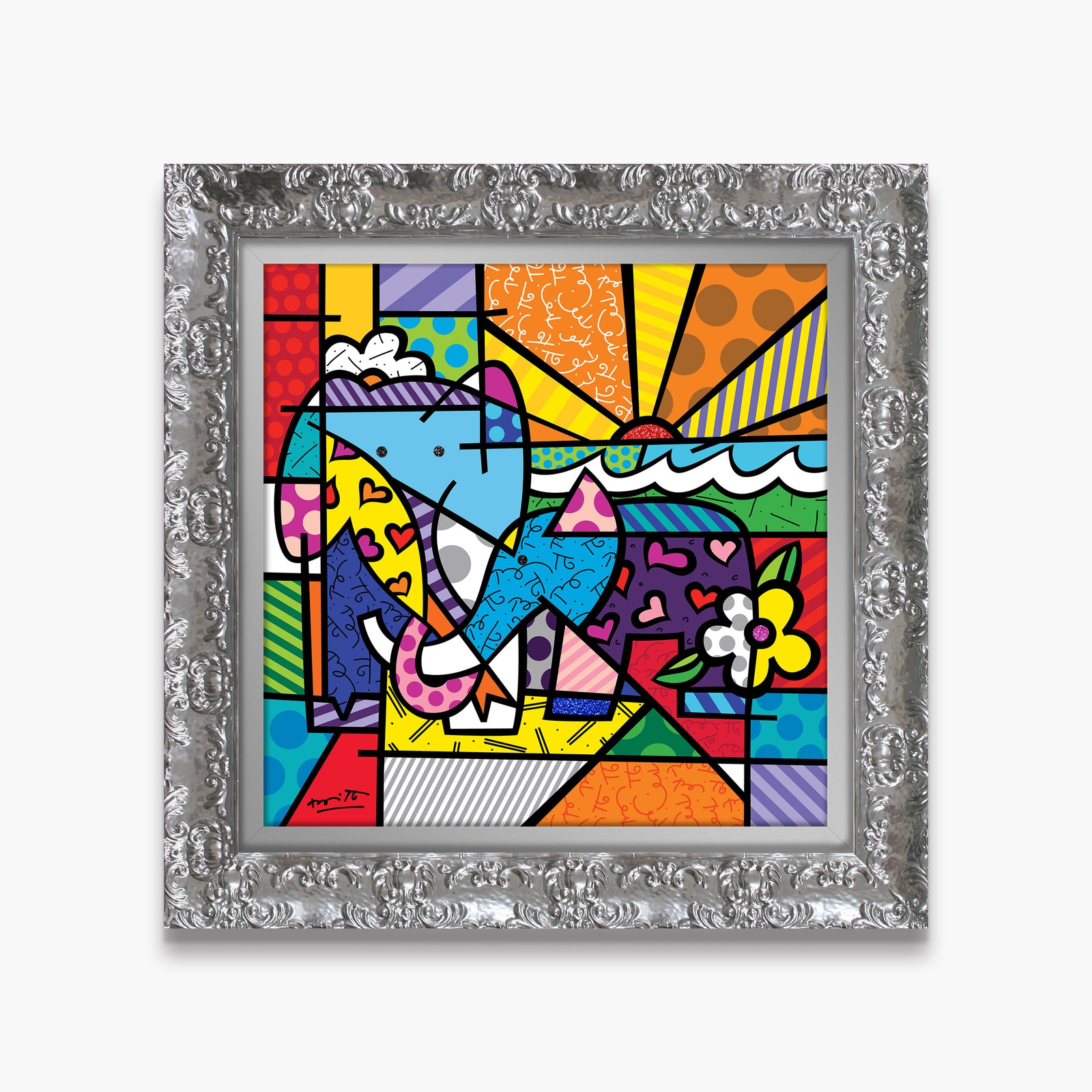 Romero Britto elephant family limited edition print contemporary pop art piece