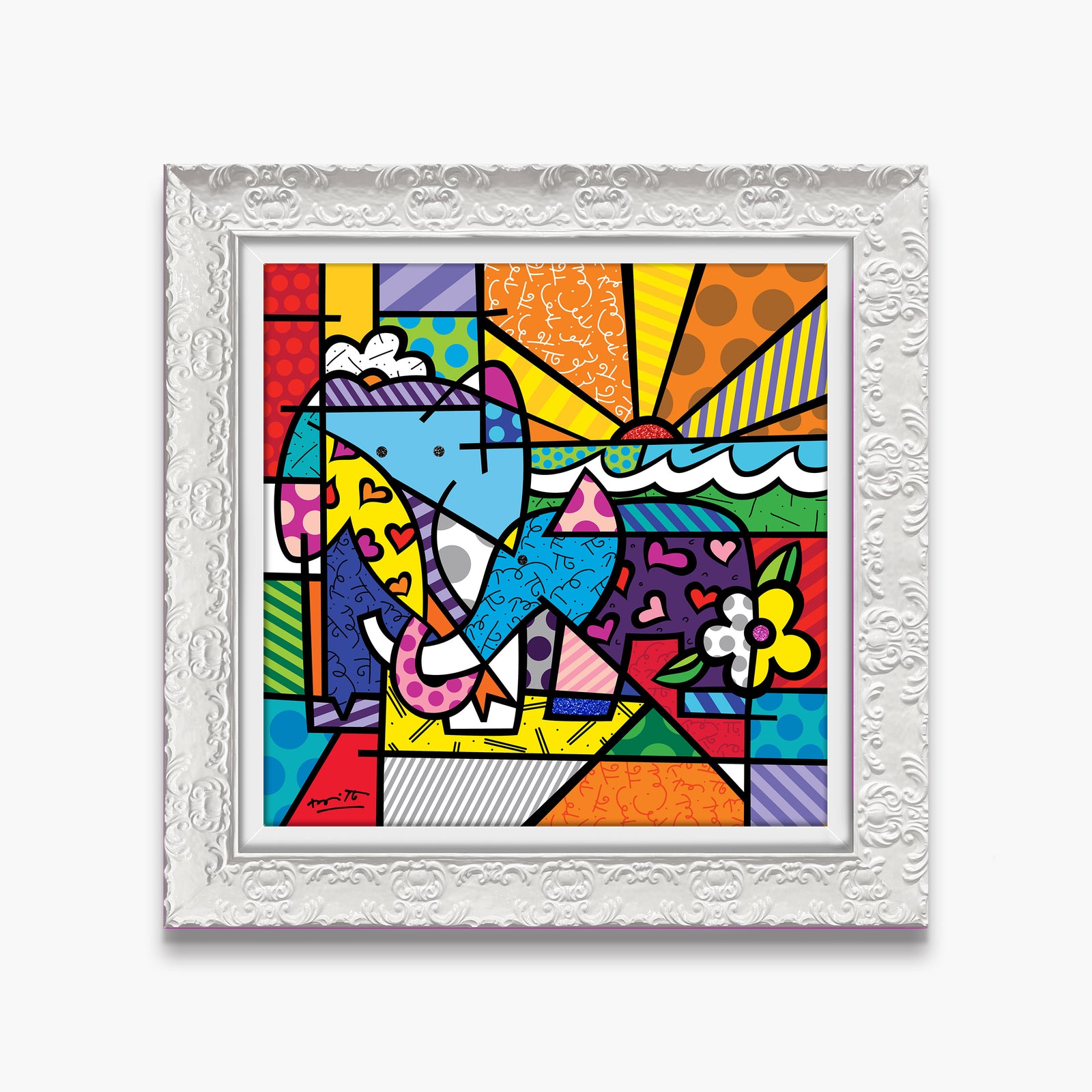 Romero Britto elephant family limited edition print contemporary pop art piece