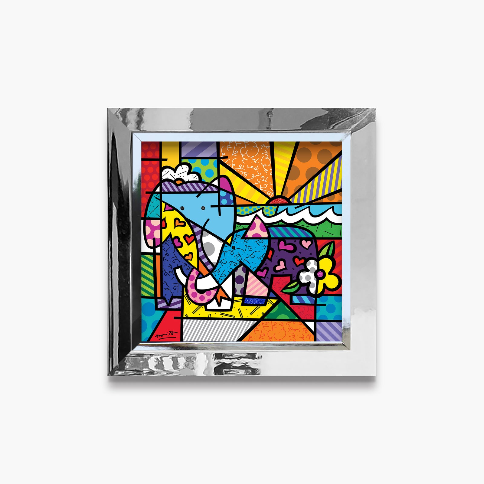 Romero Britto elephant family limited edition print contemporary pop art piece