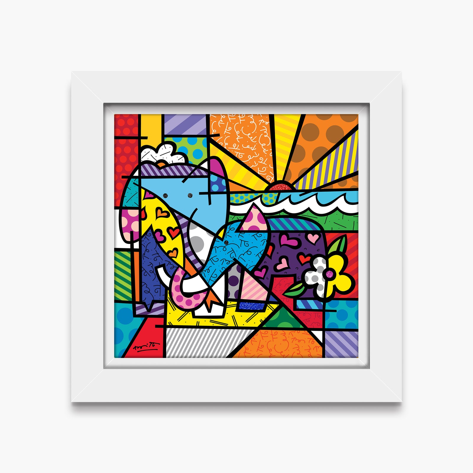 Romero Britto elephant family limited edition print contemporary pop art piece