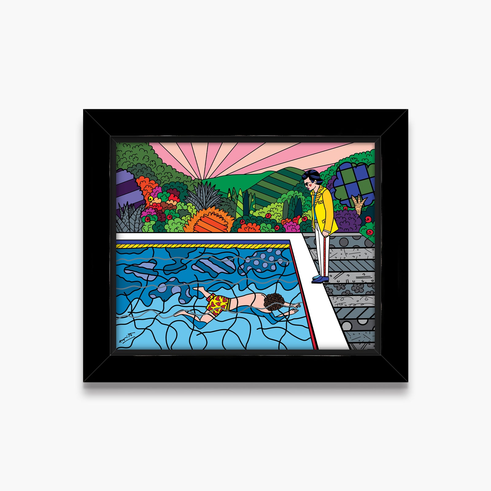 Romero Britto best friends limited edition print colorful pop art design