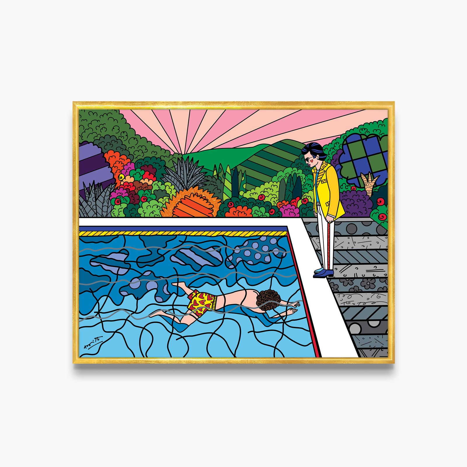 Romero Britto best friends limited edition print contemporary pop art piece