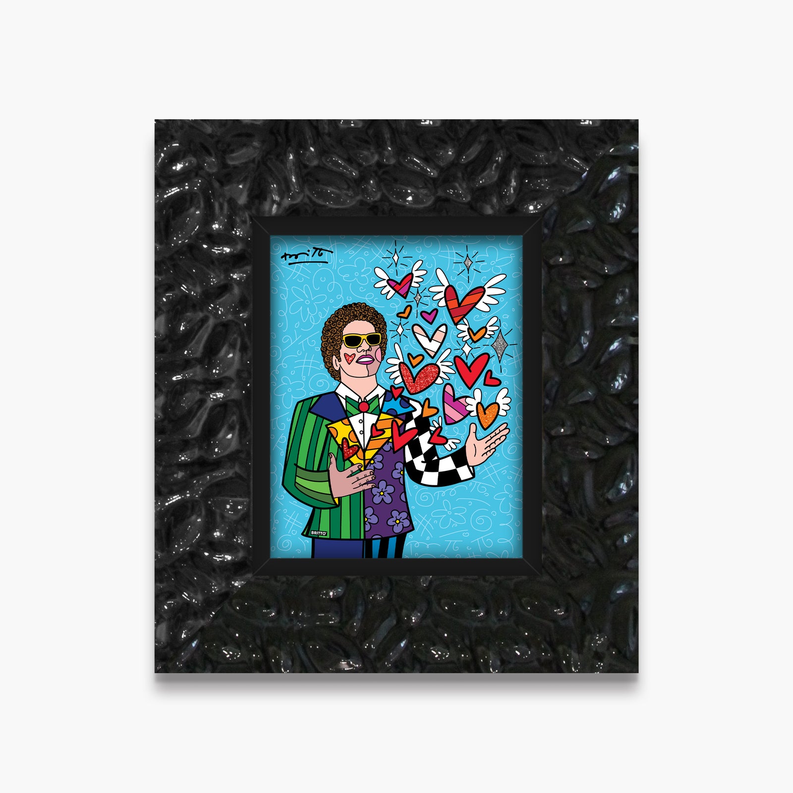 Romero Britto sharing love limited edition print colorful pop art design