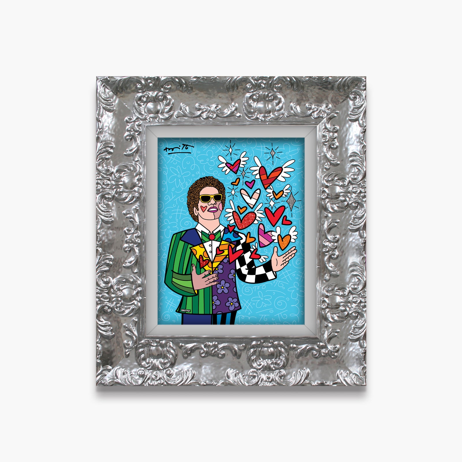 Romero Britto sharing love limited edition print contemporary pop art piece