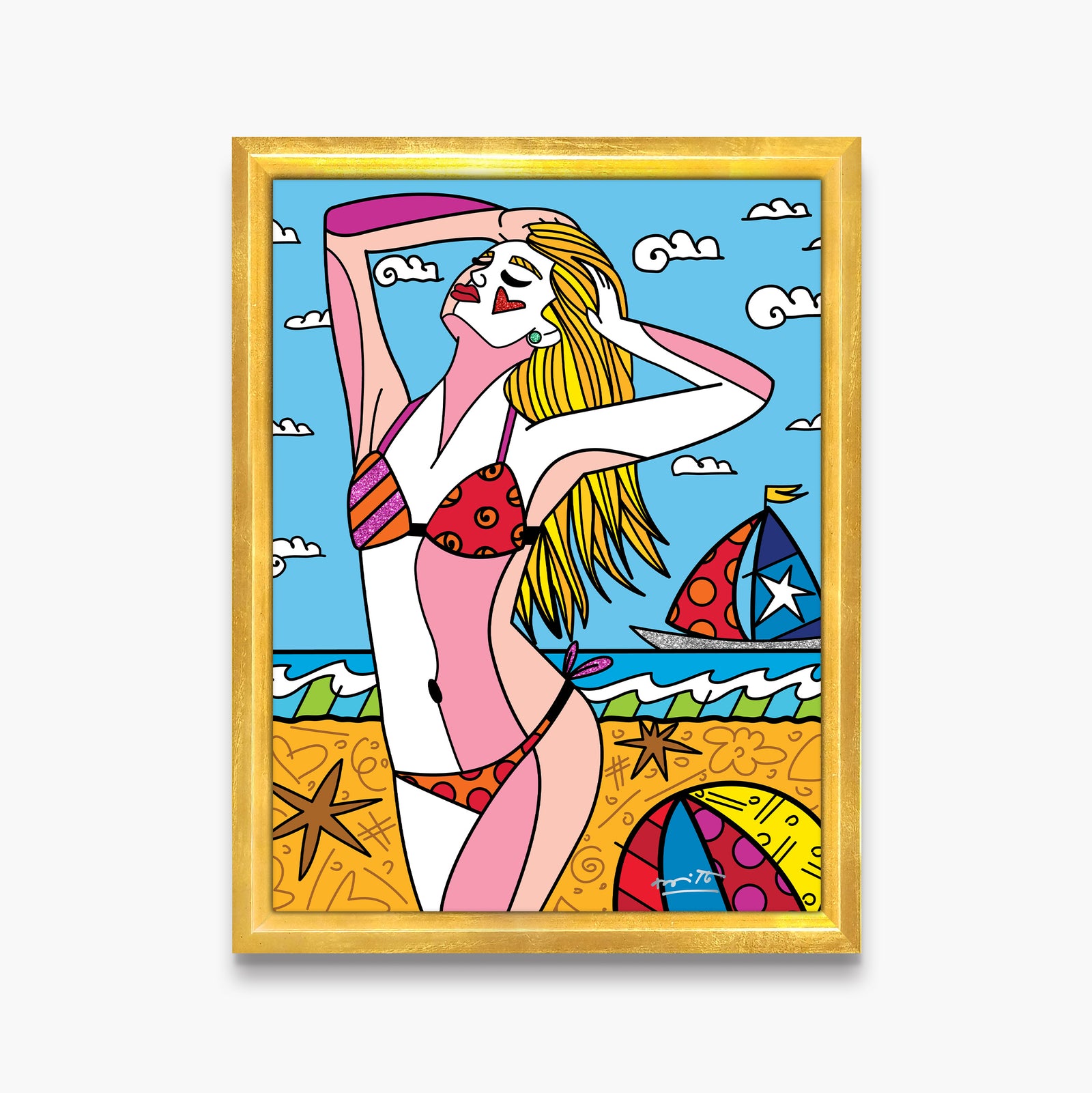 Romero Britto south beach limited edition print contemporary pop art piece
