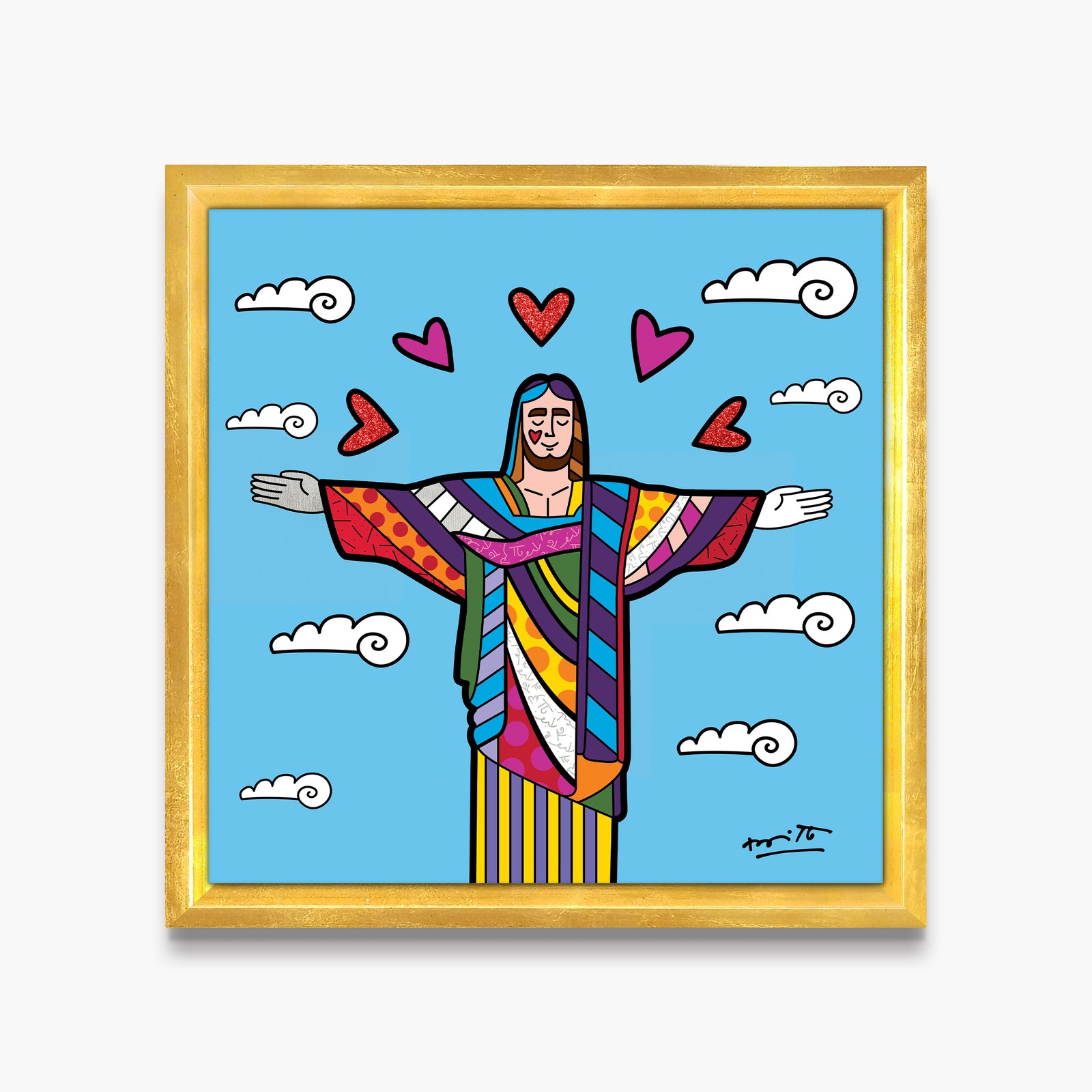 Romero Britto christ the redeemer limited edition contemporary pop art piece