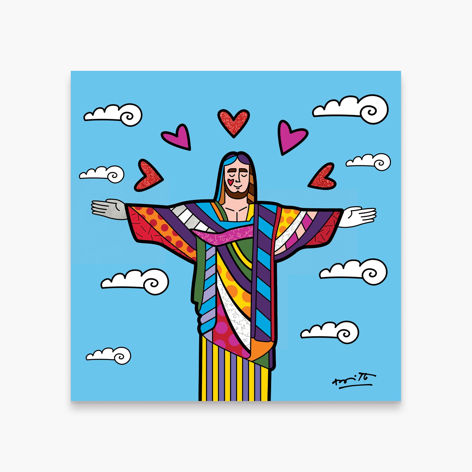 Romero Britto christ the redeemer limited edition colorful pop art design
