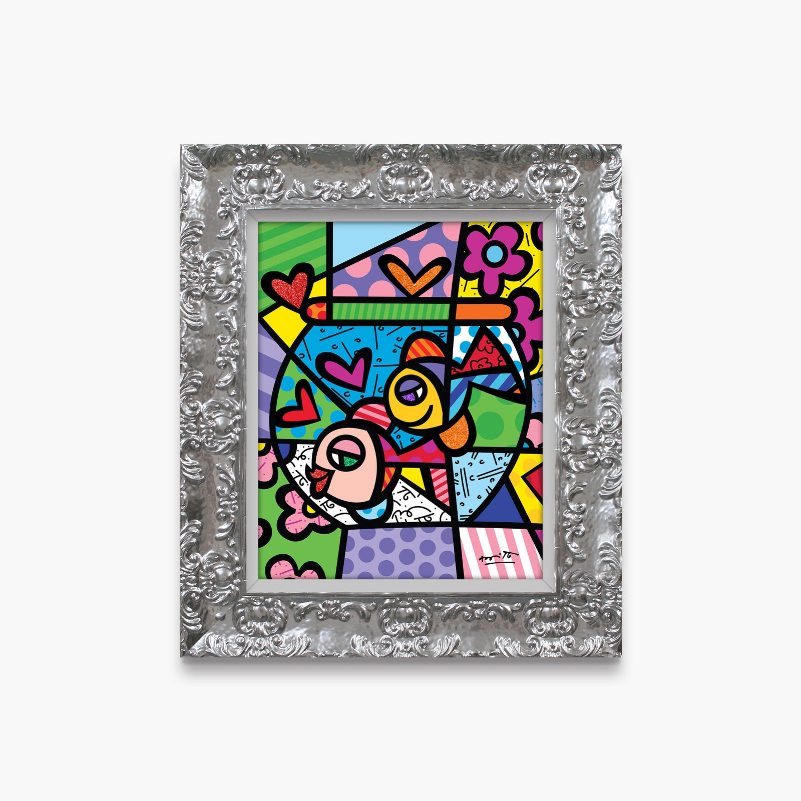 Romero Britto bowl of romance limited edition contemporary pop art piece
