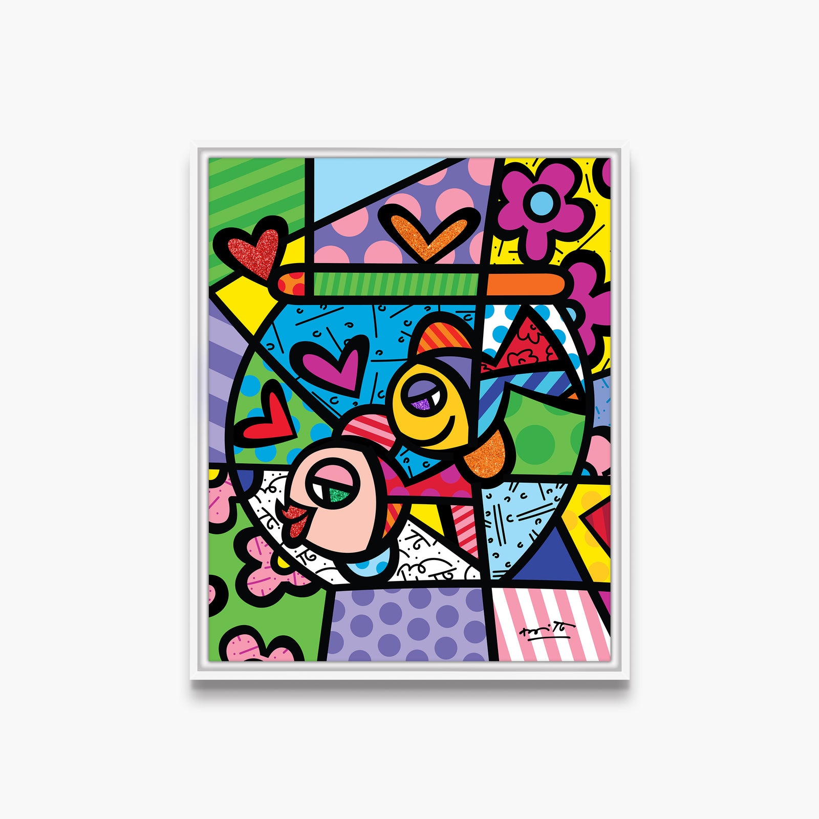 Romero Britto bowl of romance limited edition colorful pop art design