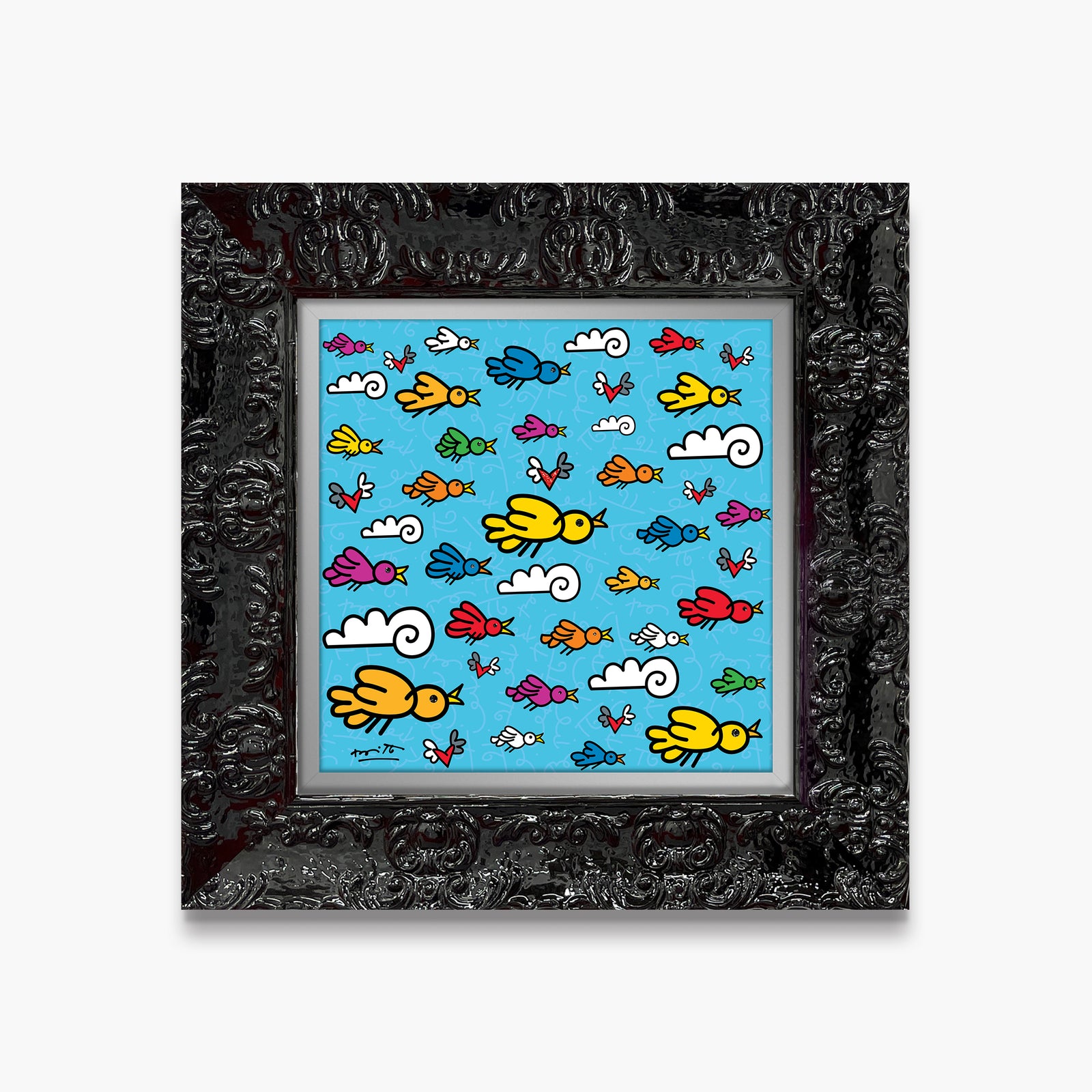 Romero Britto the flock limited edition print colorful pop art design