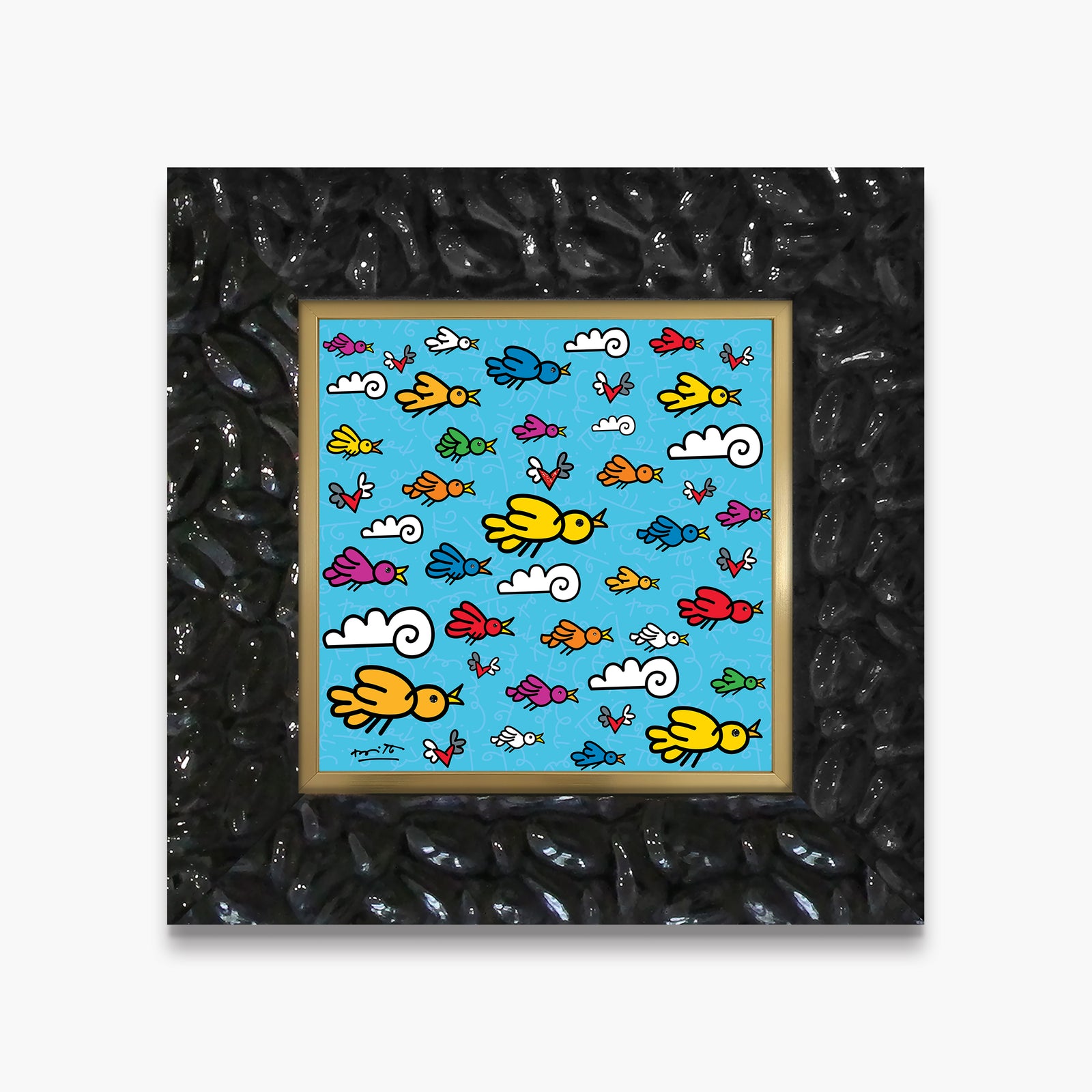 Romero Britto the flock limited edition print contemporary pop art piece