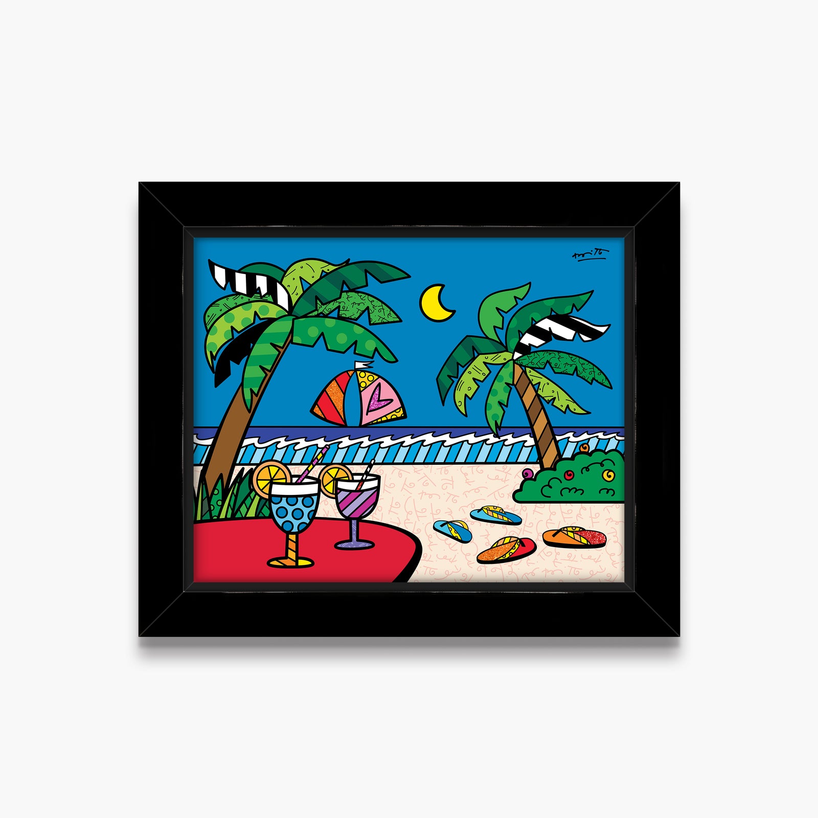 Romero Britto evening beach limited edition print colorful pop art design