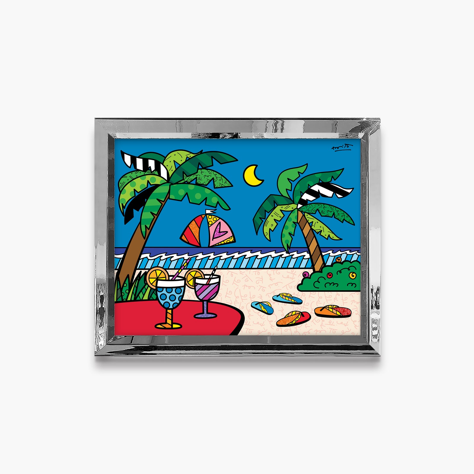 Romero Britto evening beach limited edition print colorful pop art design