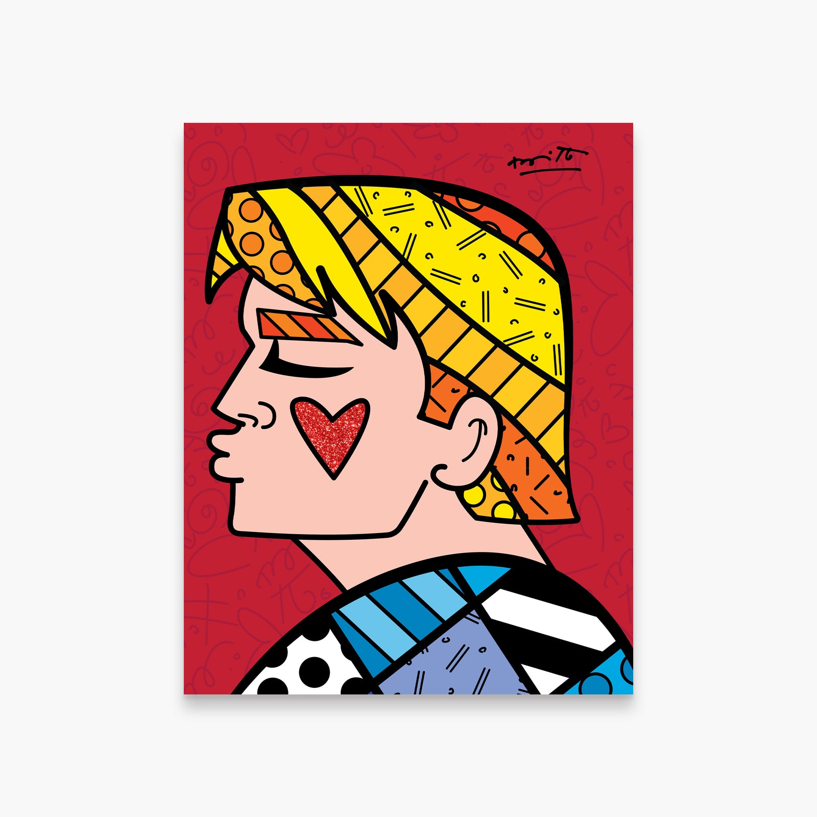 Romero Britto just love me limited edition colorful pop art design