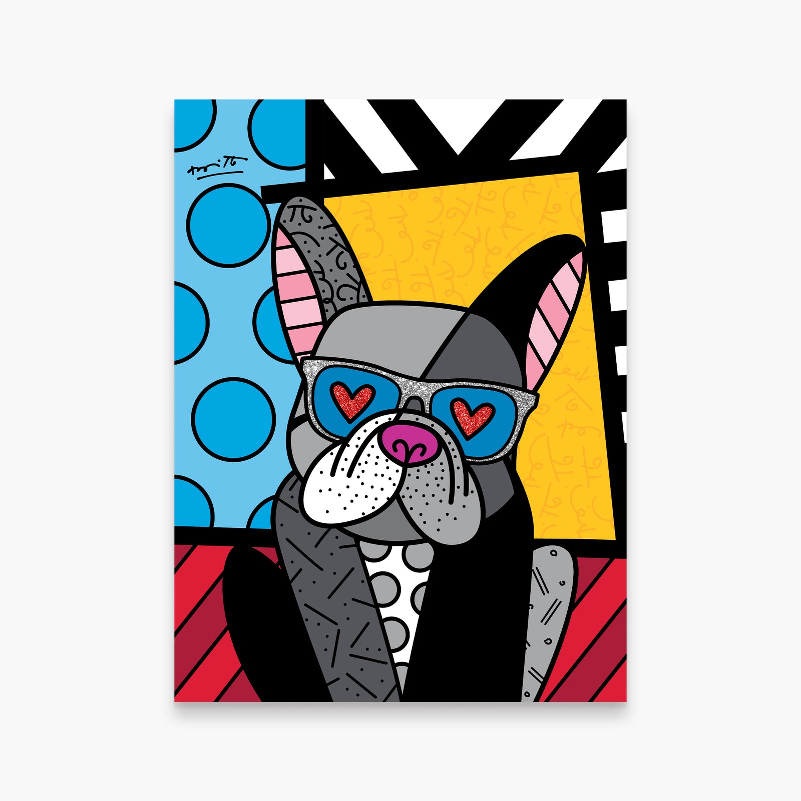 Romero Britto lovable french limited edition print colorful pop art design
