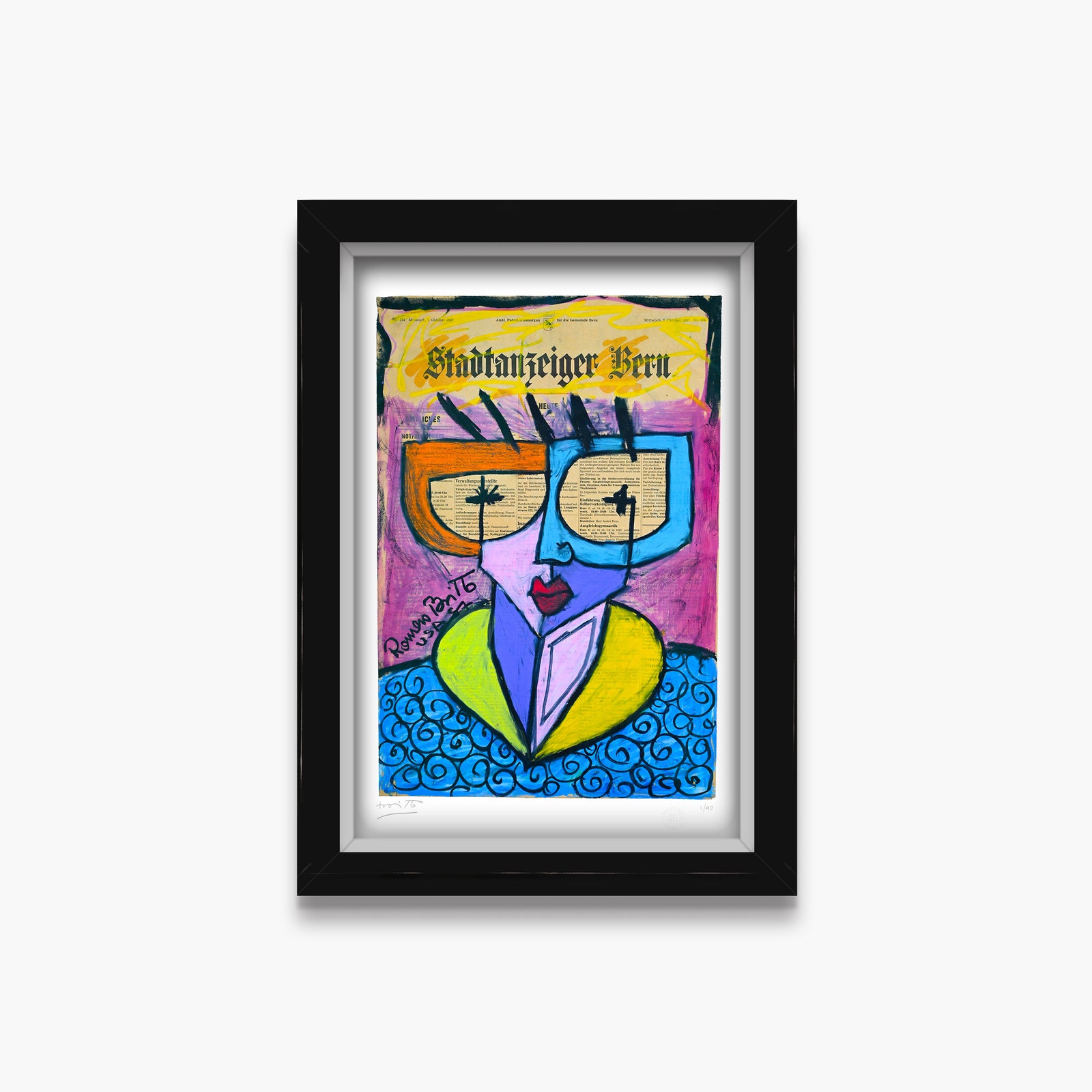 swiss lady limited edition print artistic colorful design collectible