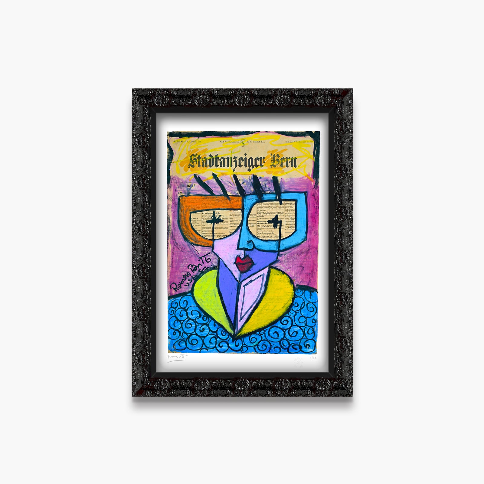 Romero Britto swiss lady limited edition print contemporary pop art piece