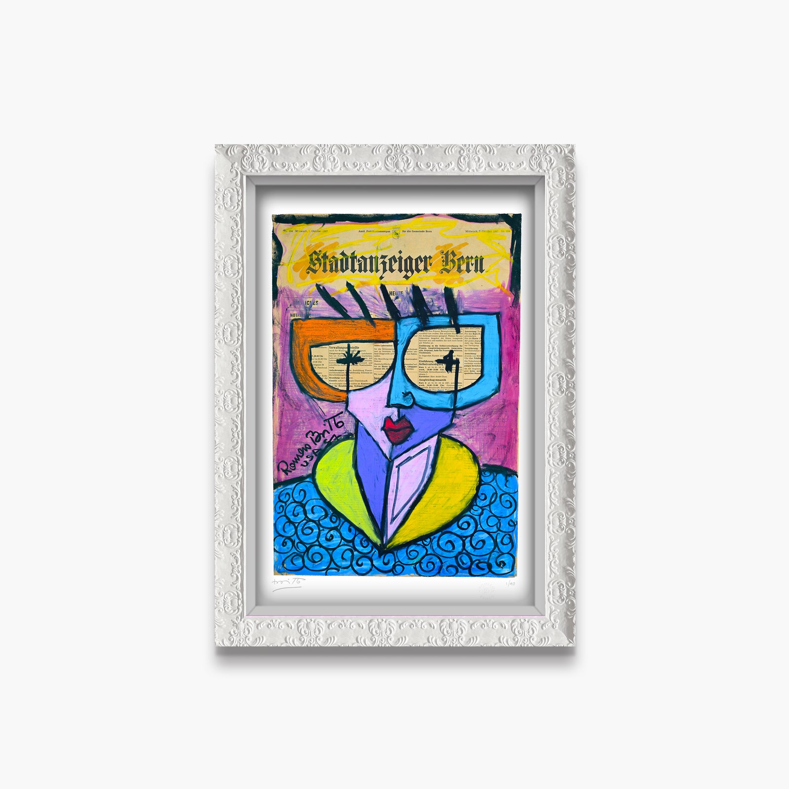 swiss lady limited edition print artistic colorful design collectible