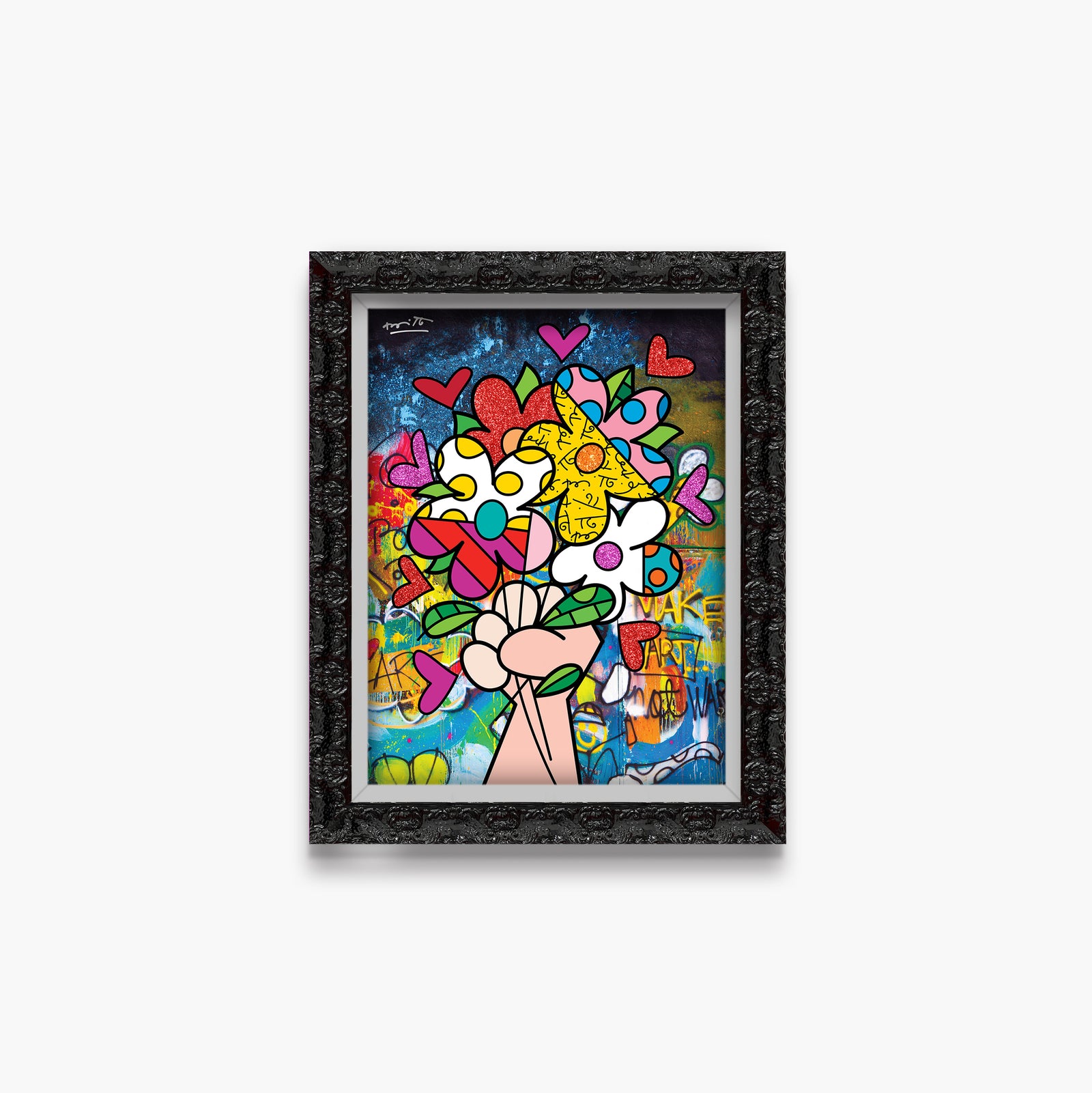 Romero Britto make art not war limited colorful pop art design