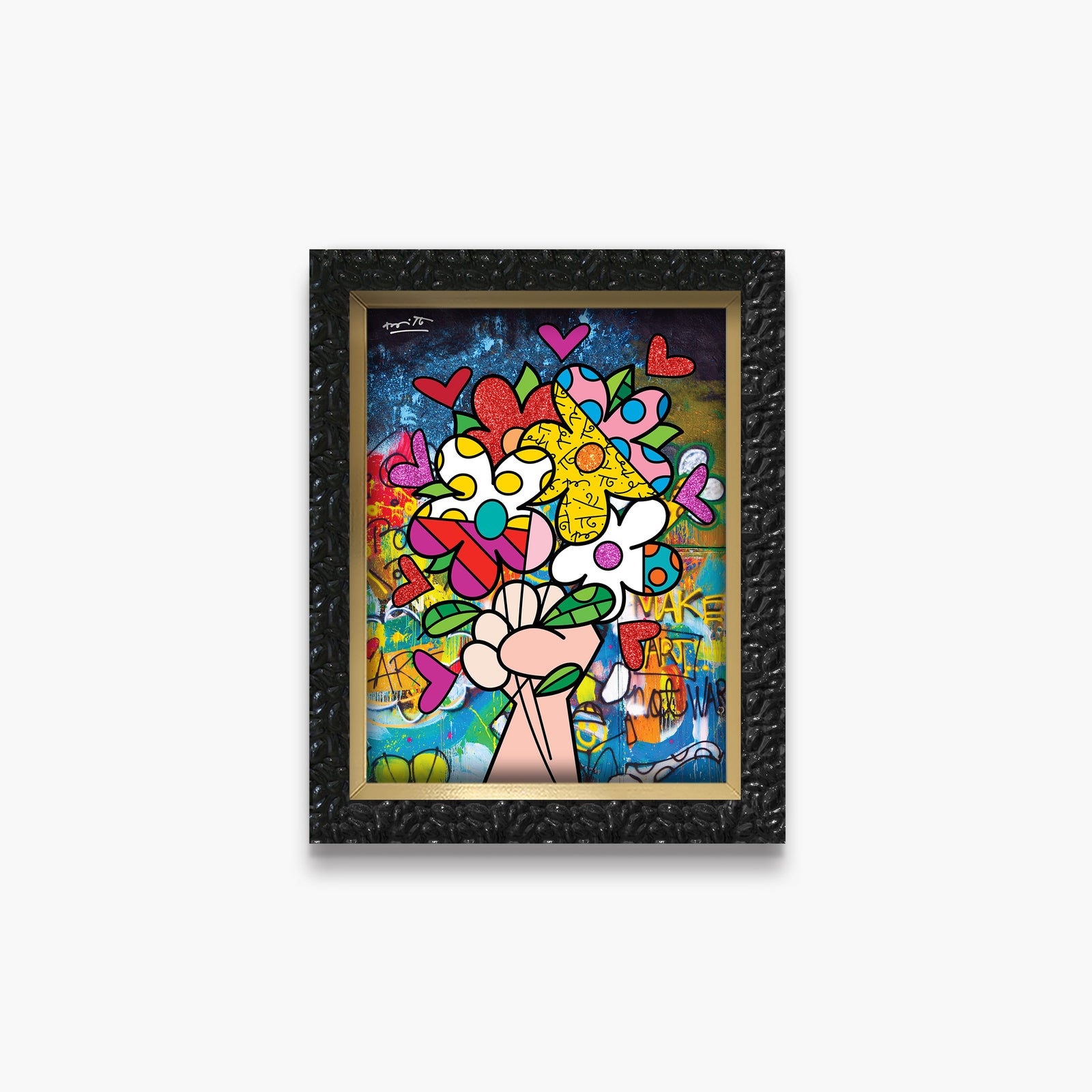 Romero Britto make art not war limited contemporary pop art piece