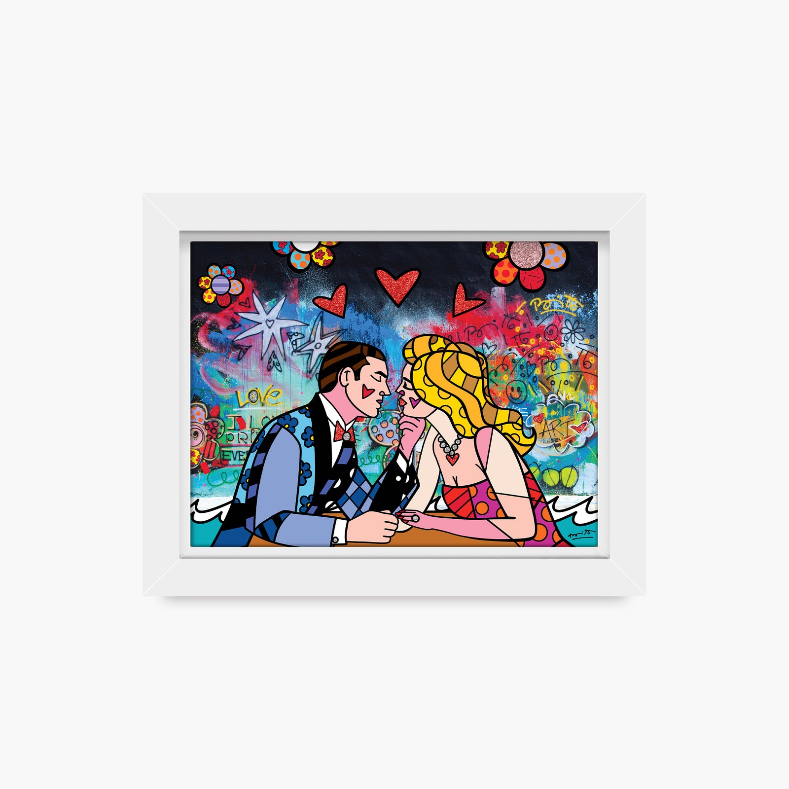 Romero Britto just the two of us contemporary pop art piece