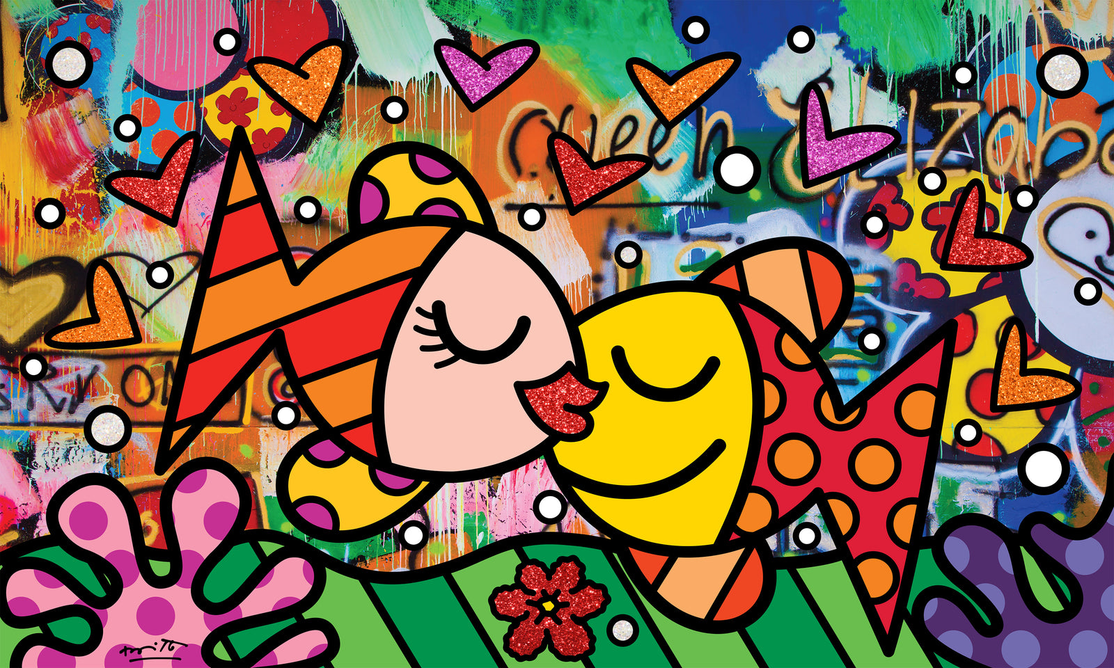 Romero Britto unforgettable limited edition print colorful pop art design