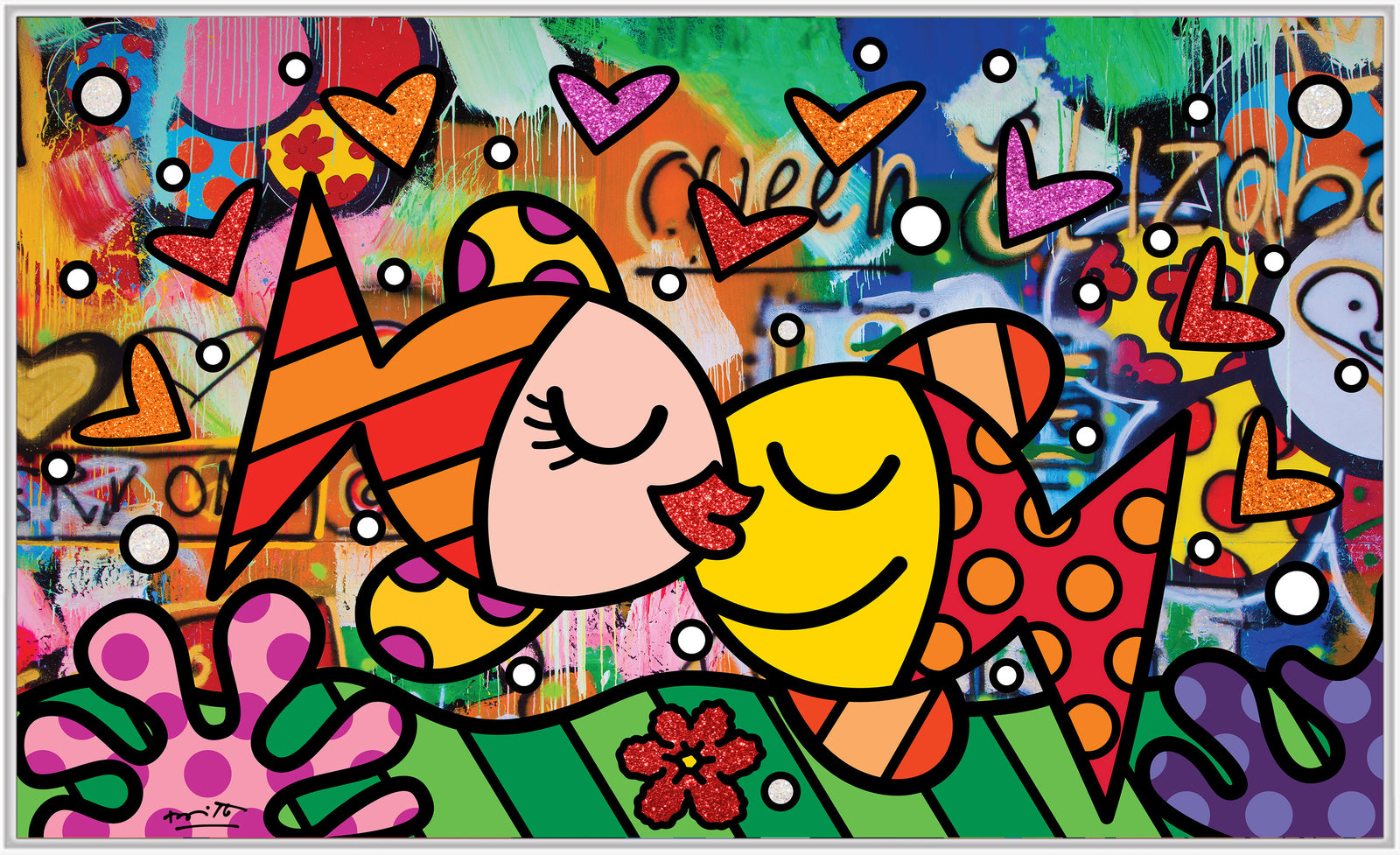Romero Britto unforgettable limited edition print contemporary pop art piece
