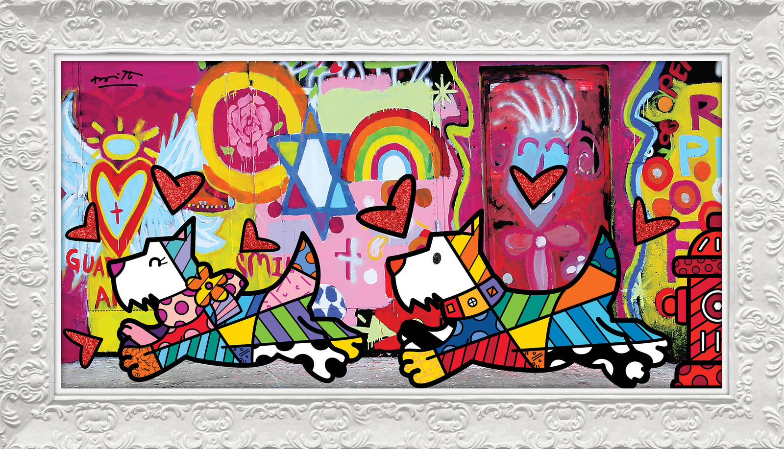 Romero Britto catch me if you can contemporary pop art piece