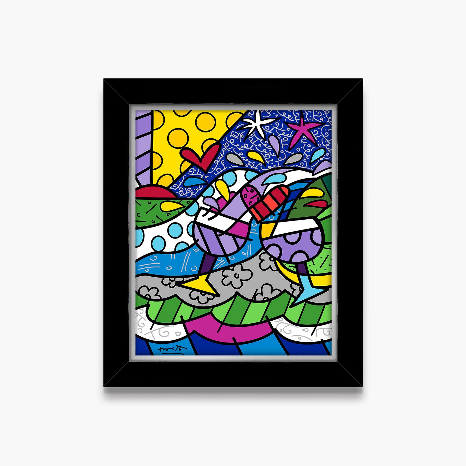 Romero Britto wine country purple limited edition contemporary pop art piece