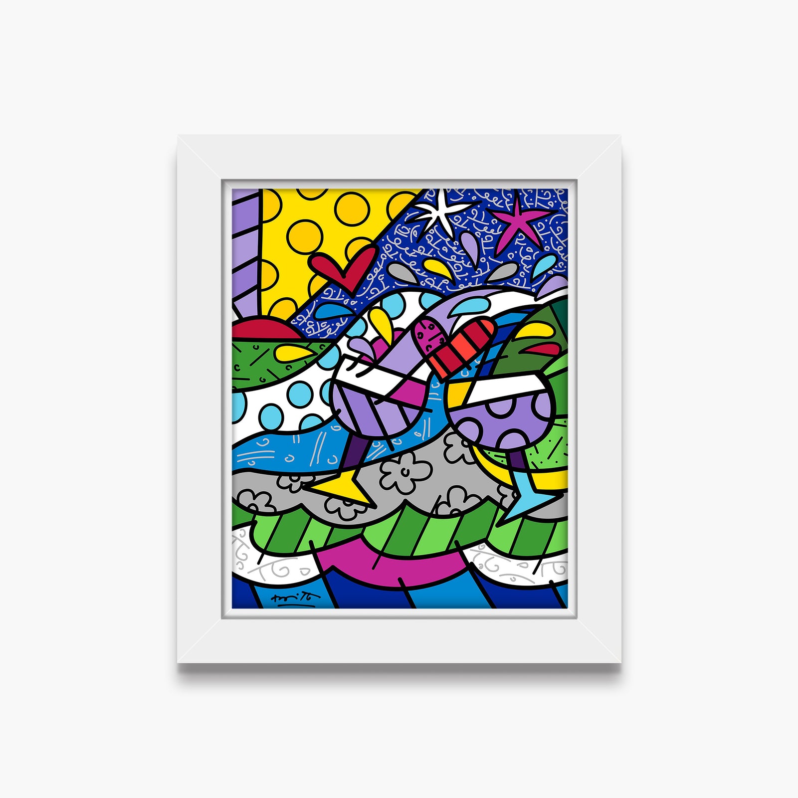 Romero Britto wine country purple limited edition colorful pop art design