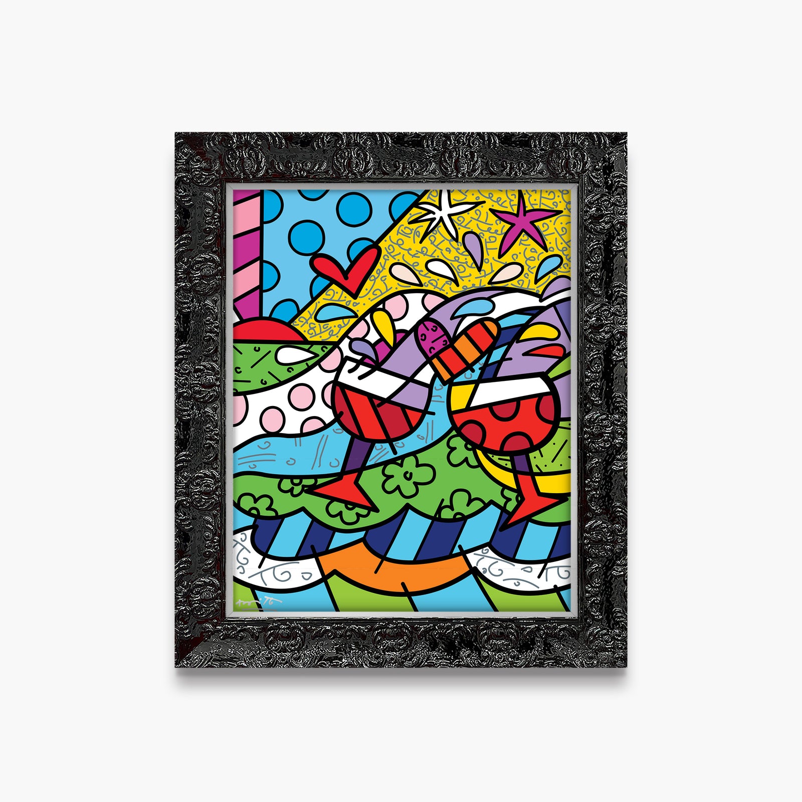 Romero Britto wine country red limited edition colorful pop art design
