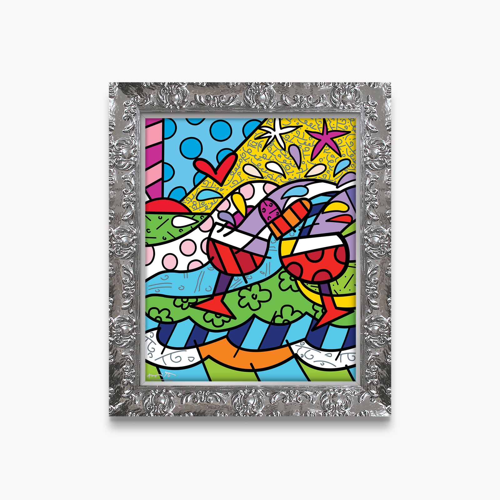 Romero Britto wine country red limited edition contemporary pop art piece
