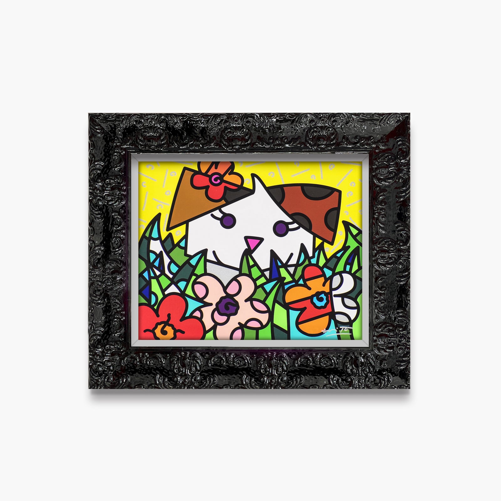Romero Britto spring puppy limited edition print colorful pop art design