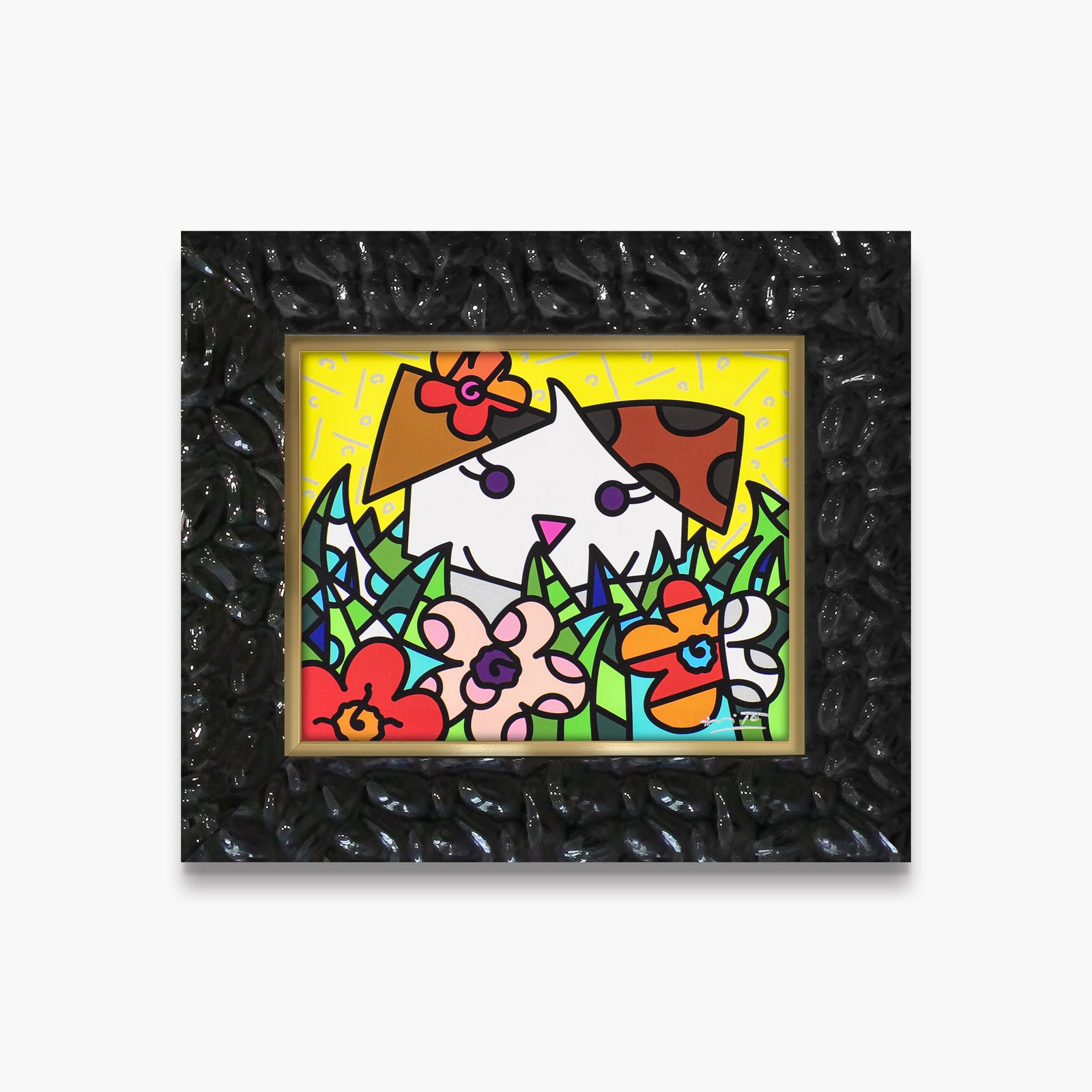 Romero Britto spring puppy limited edition print contemporary pop art piece