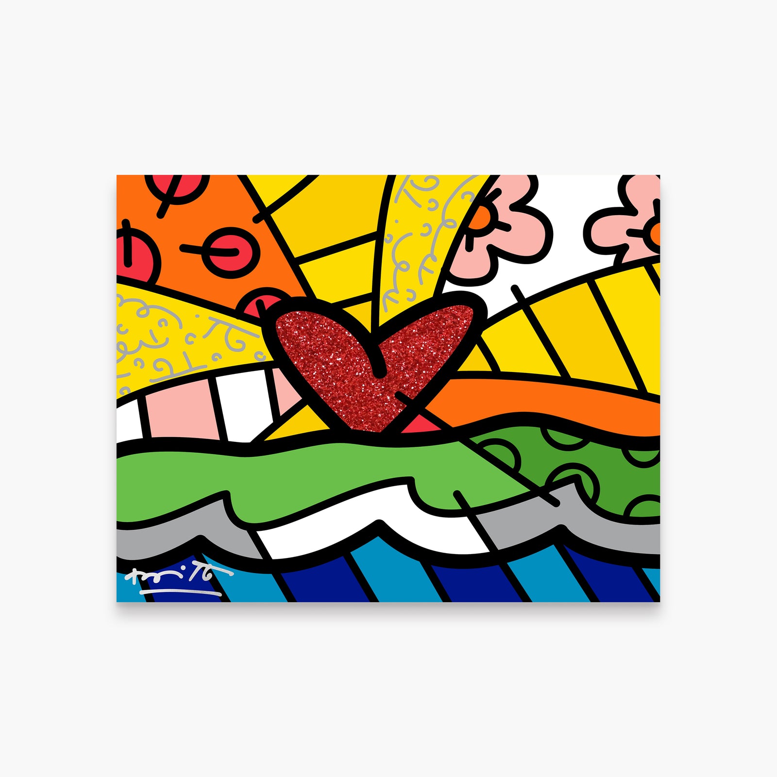 Romero Britto forever limited edition print colorful pop art design