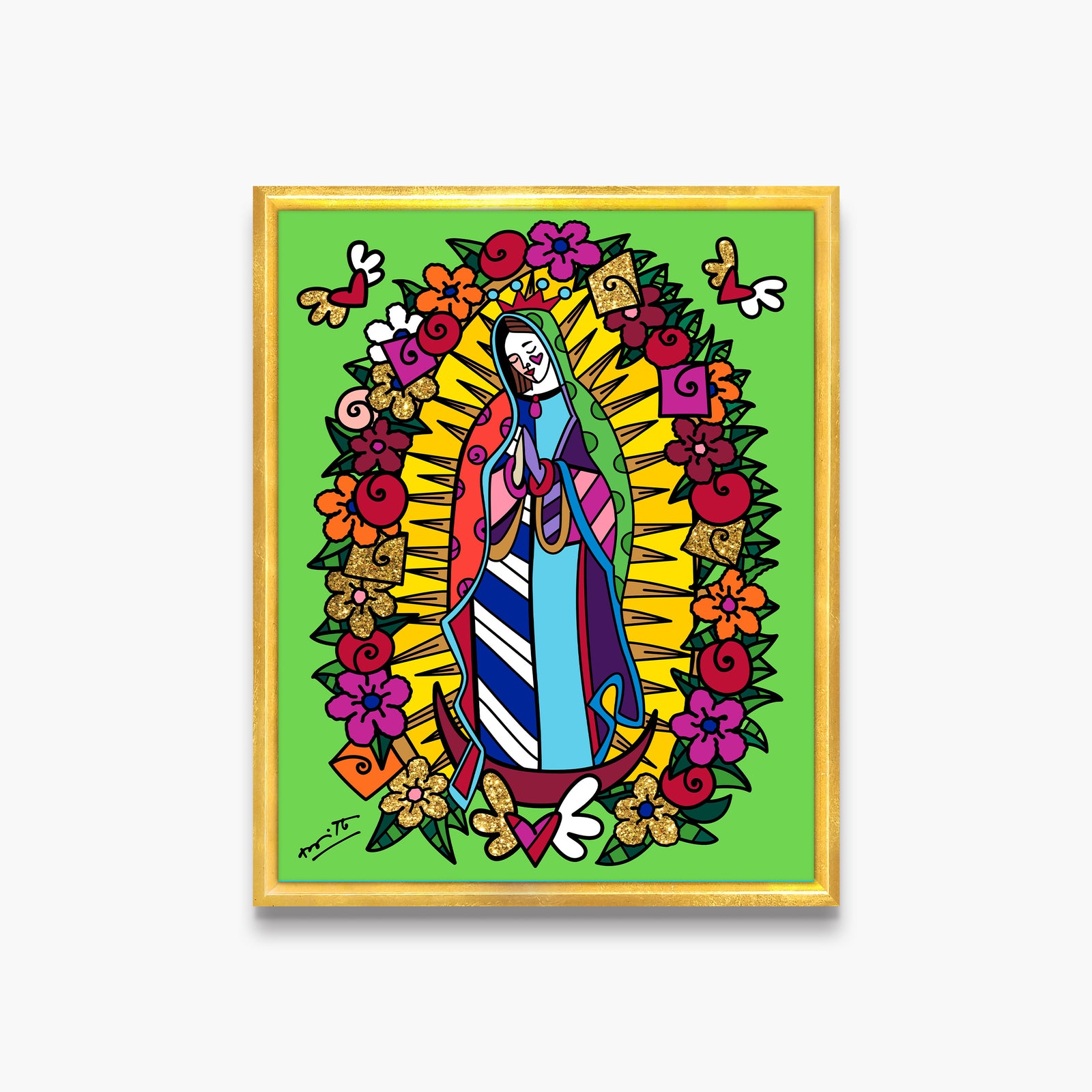 Romero Britto virgen de guadalupe limited edition contemporary pop art piece