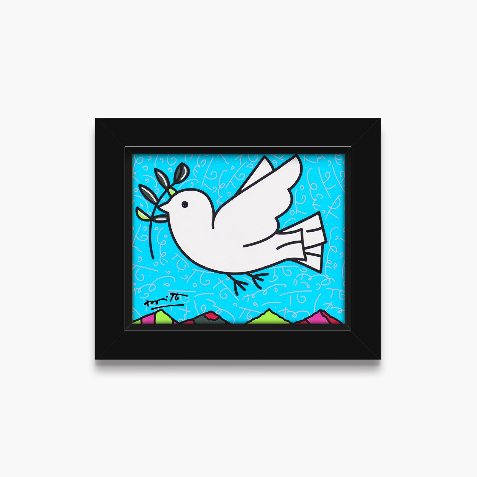 Romero Britto peace limited edition print colorful pop art design