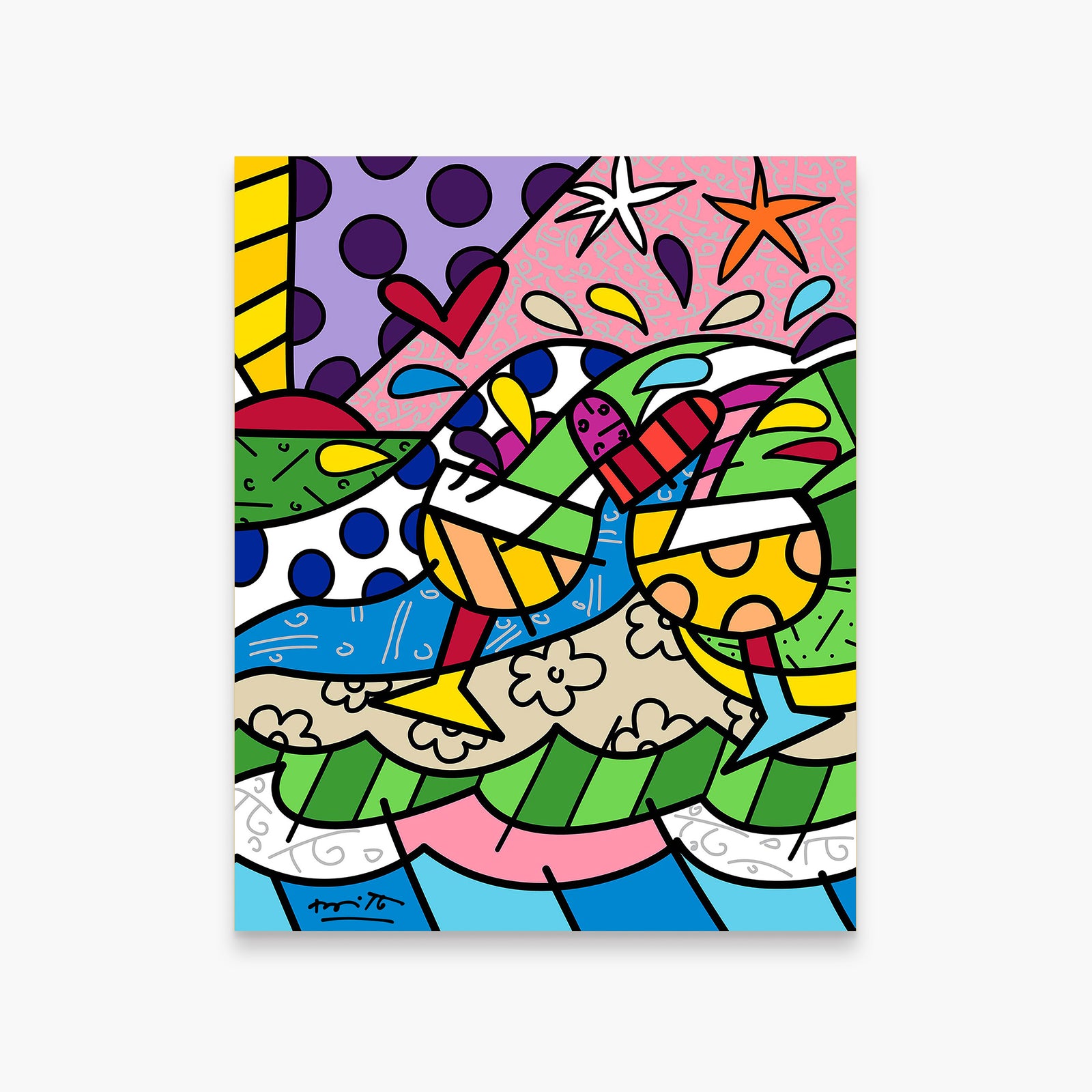 Romero Britto wine country yellow limited edition colorful pop art design
