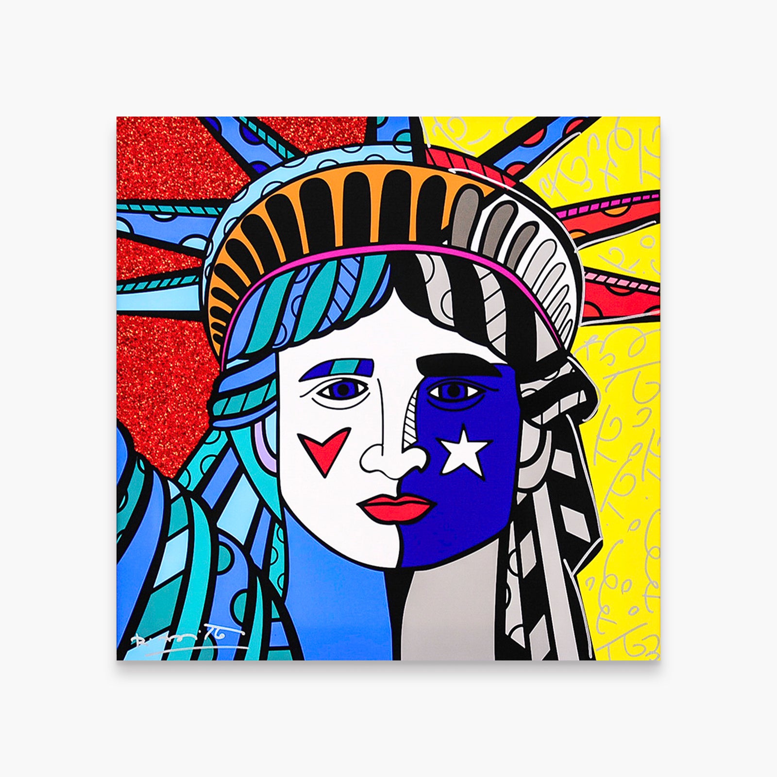 Romero Britto ms america limited edition print colorful pop art design