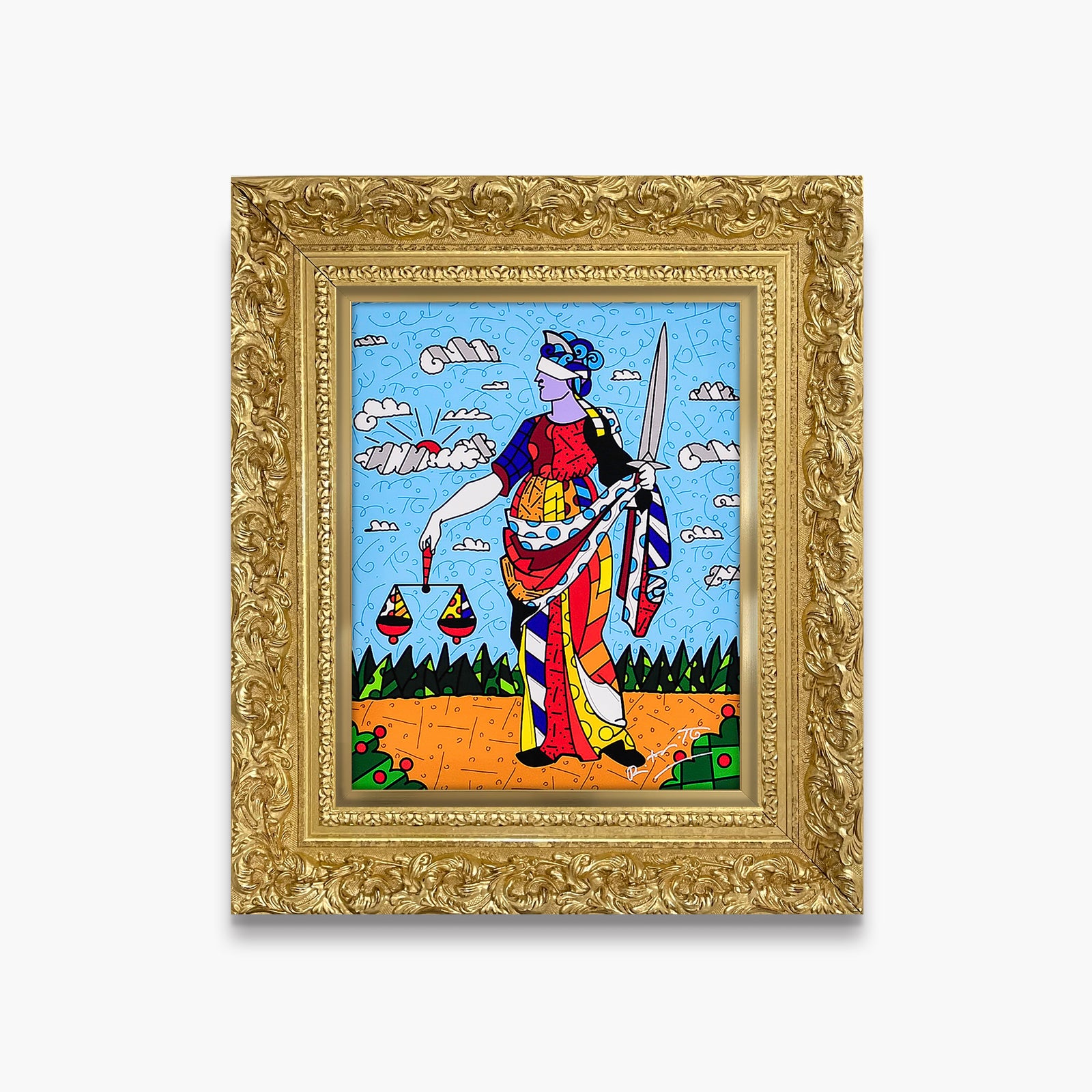 Romero Britto lady justice limited edition print contemporary pop art piece