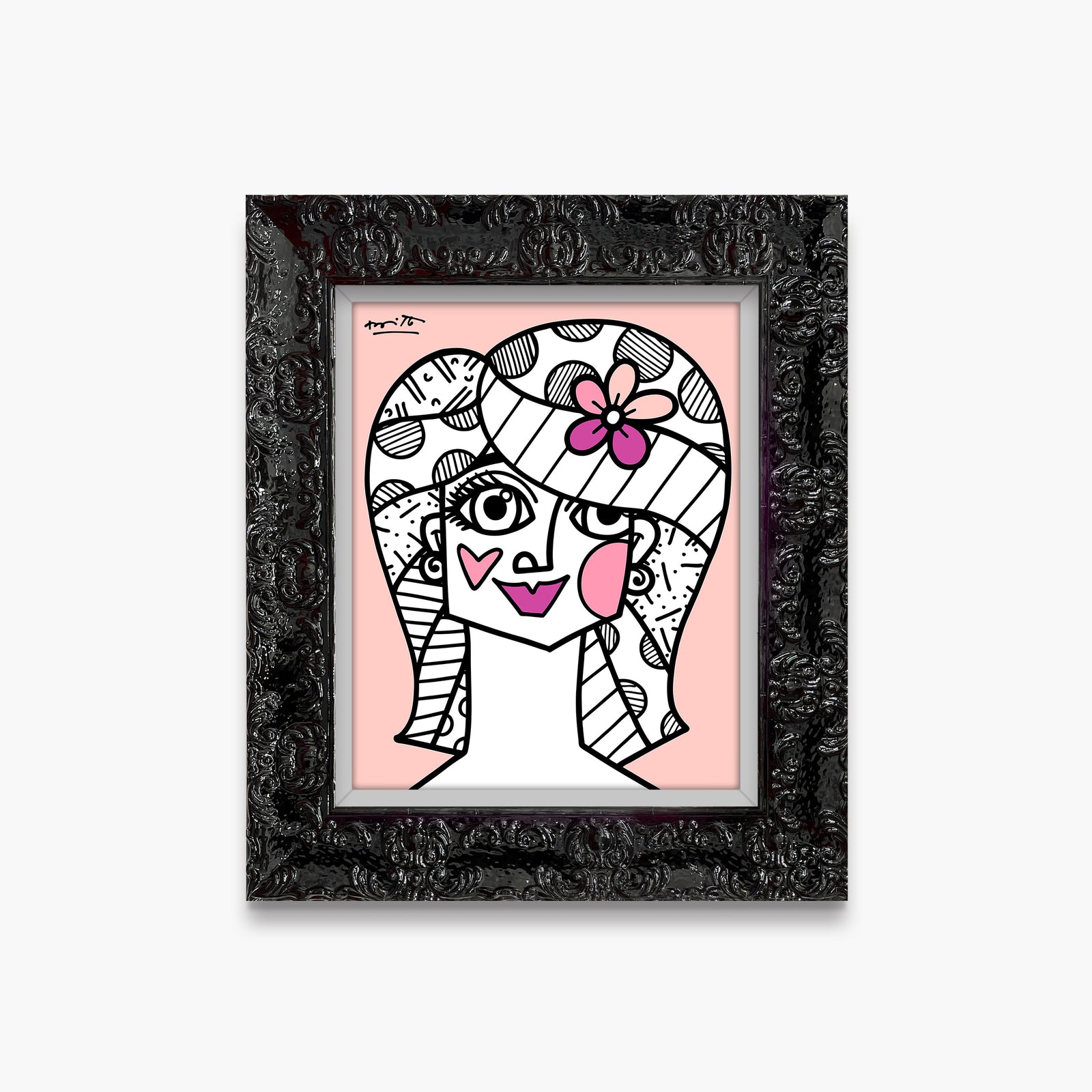 Romero Britto hair do limited edition print colorful pop art design