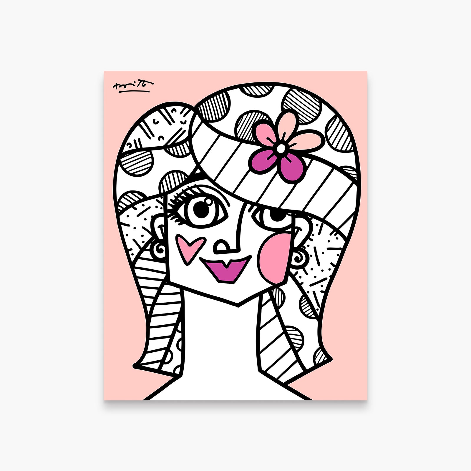Romero Britto hair do limited edition print colorful pop art design