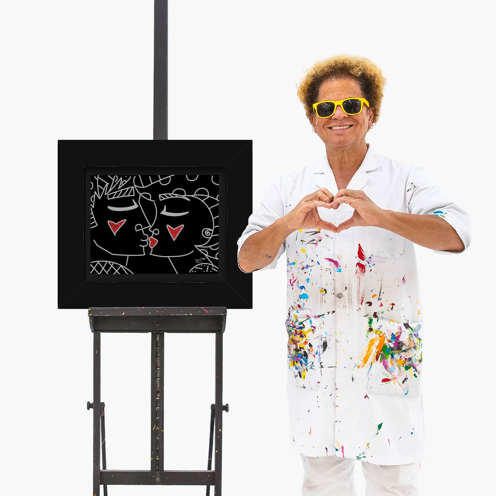 Two Red Hearts Red Lips - Limited Edition Print